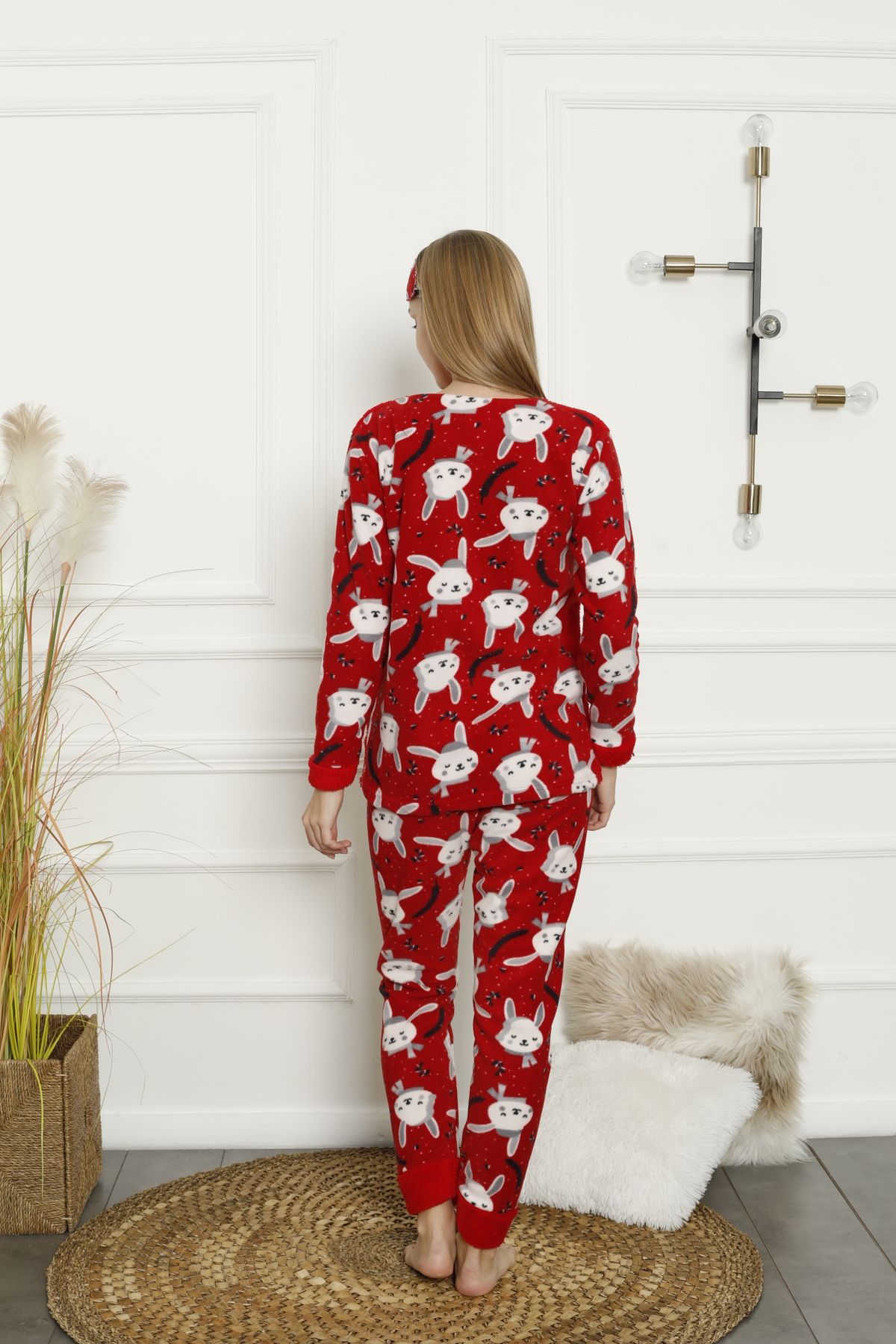 Akasya-Women's Long Sleeve Bottom Fleece Top Winter Pajamas Set 02164 5