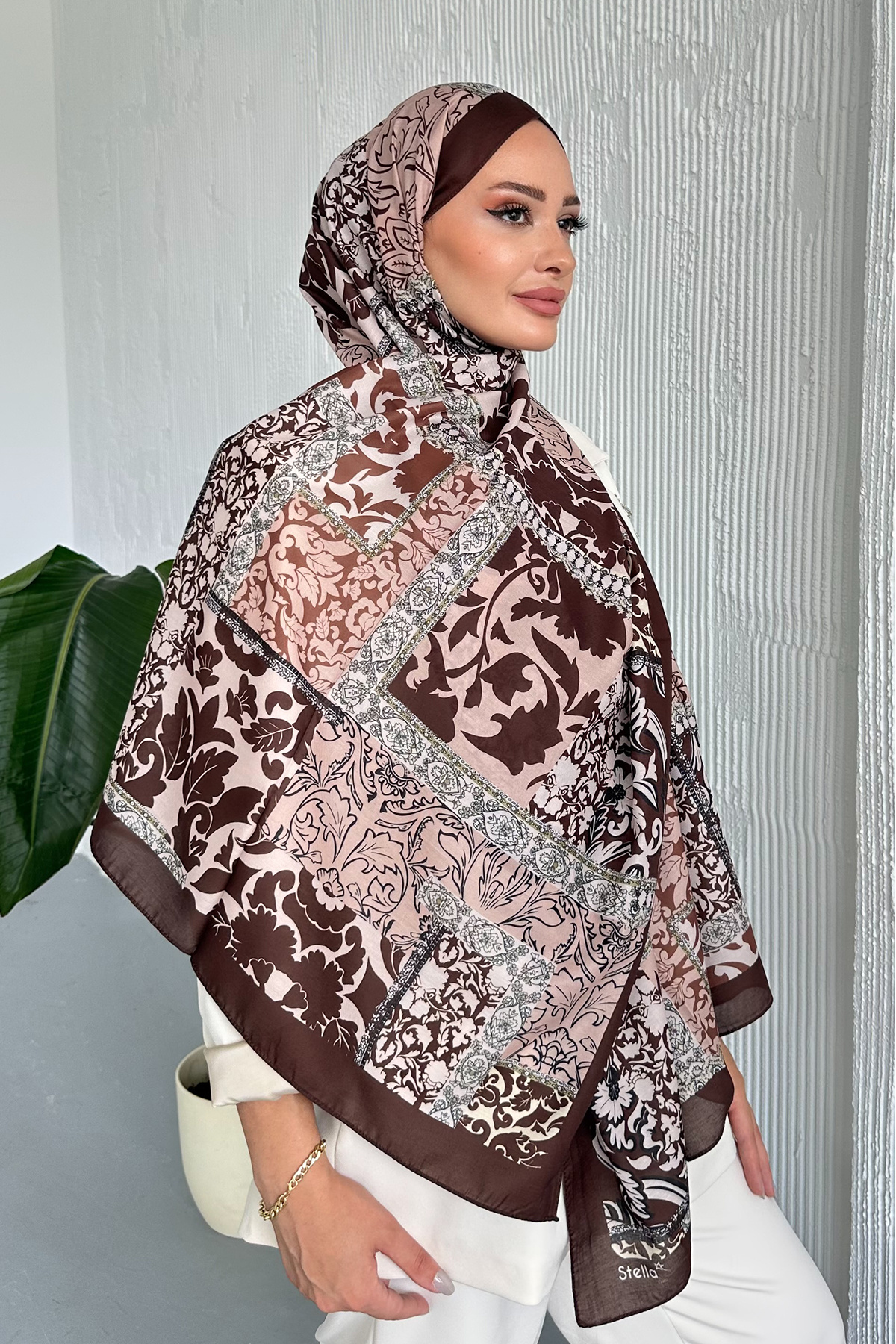 Stella Eşarp-Patch Ethnic Patterned Colorful Soft Cotton Shawl 6