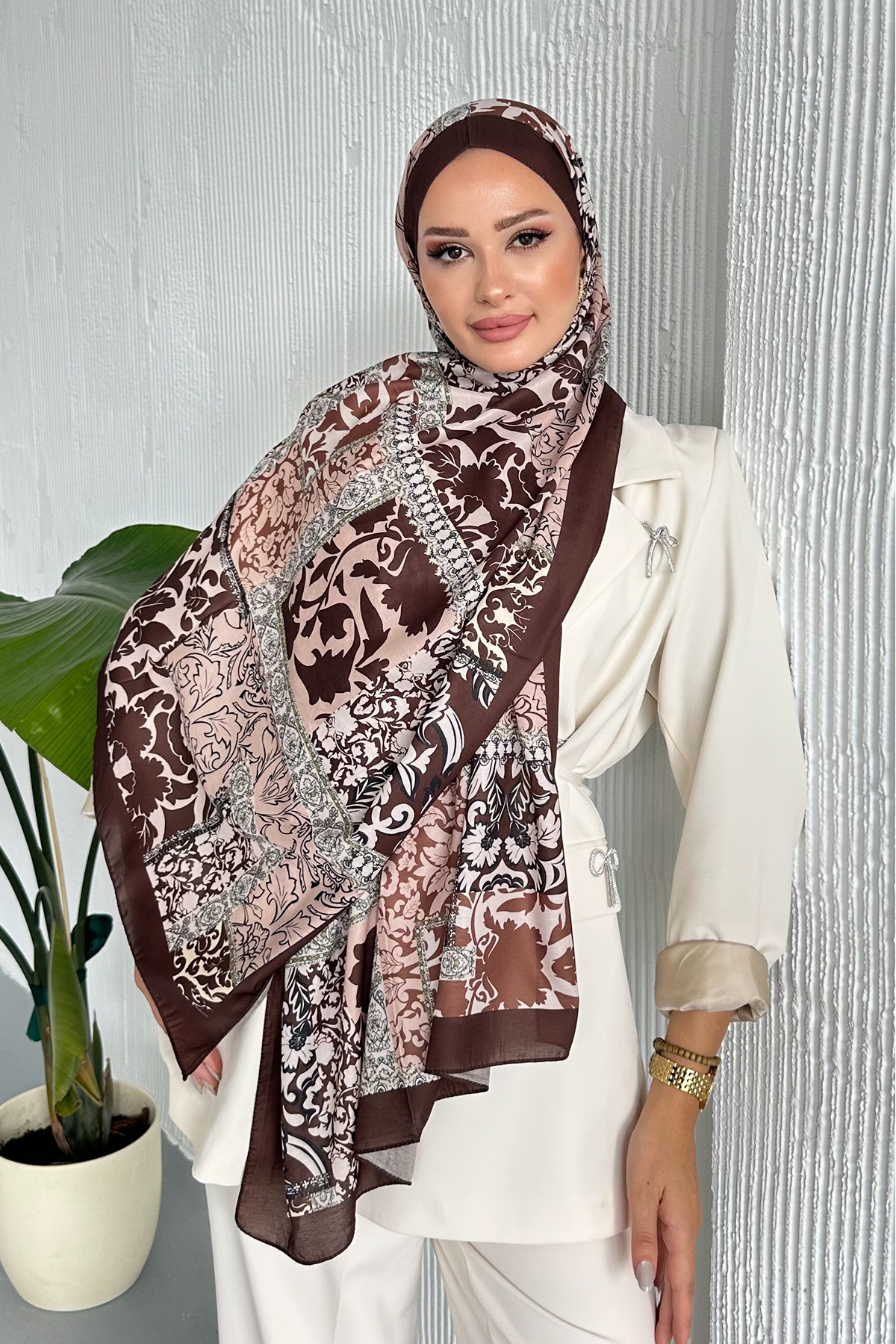 Stella Eşarp-Patch Ethnic Patterned Colorful Soft Cotton Shawl 7