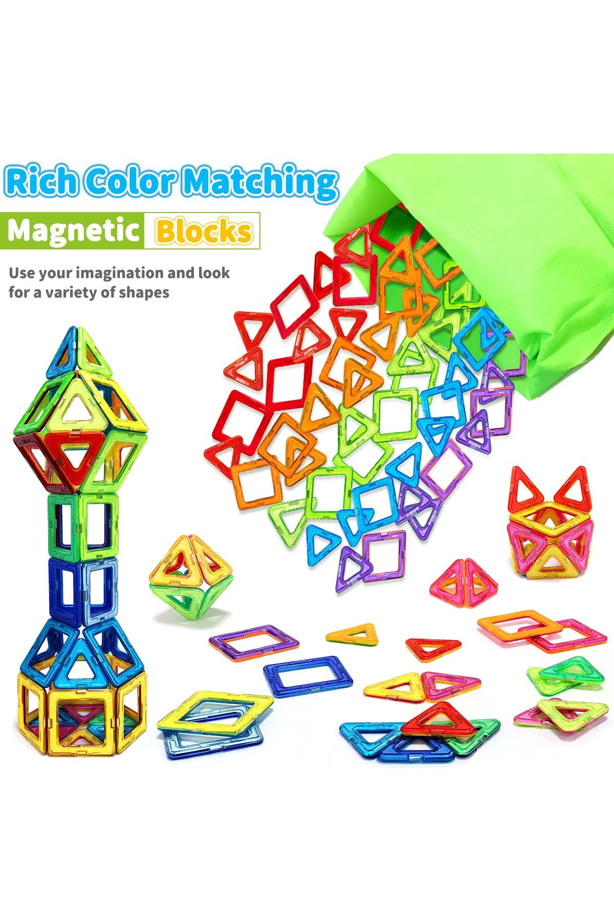 Choice-Big Size 100pcs Big Size Magnetic Building Blocks - 3d Stem Educational Constructor Set Toys For Lea 3