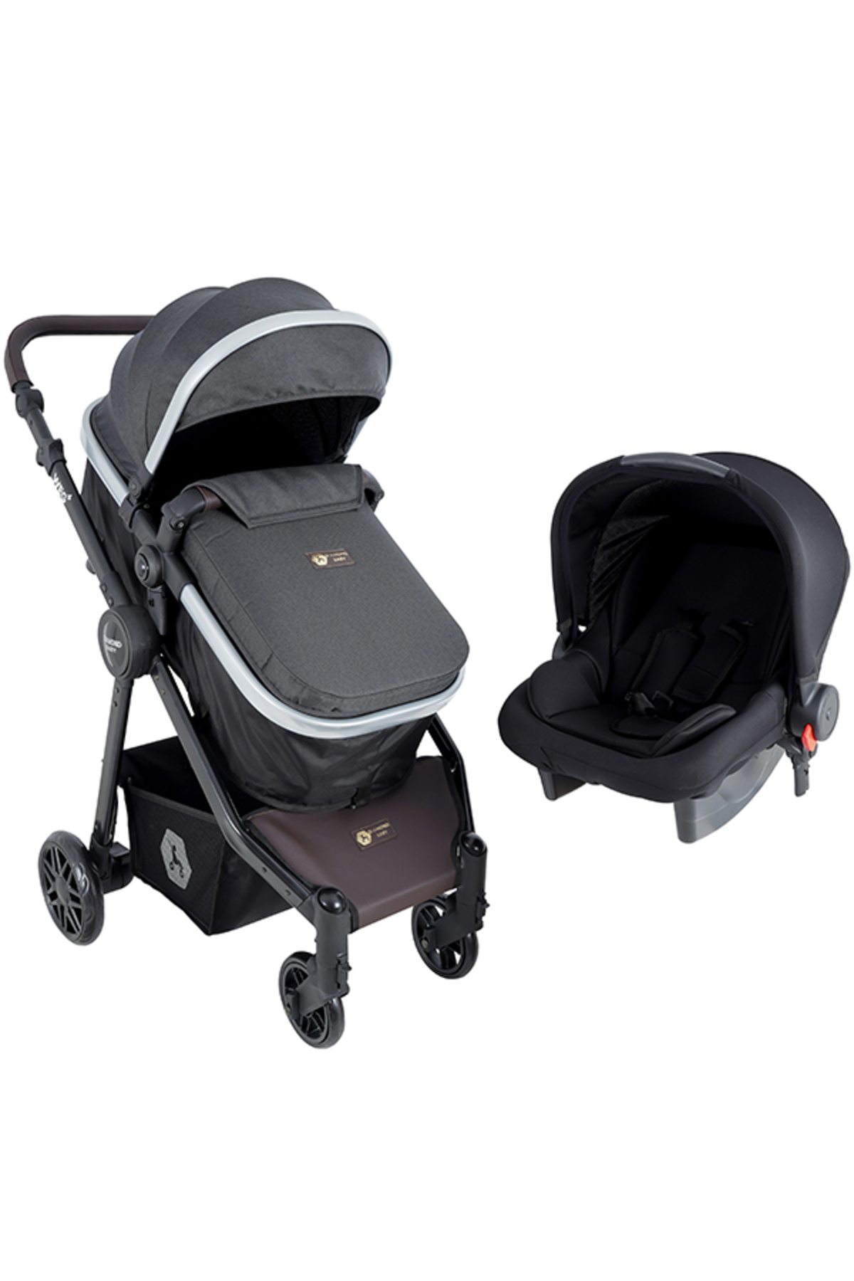 Diamond Baby Weg Travel (Seyahat Sistem) Bebek Arabası, Pusetli, Çift Yönlü, Ayak Örtülü Antrasit