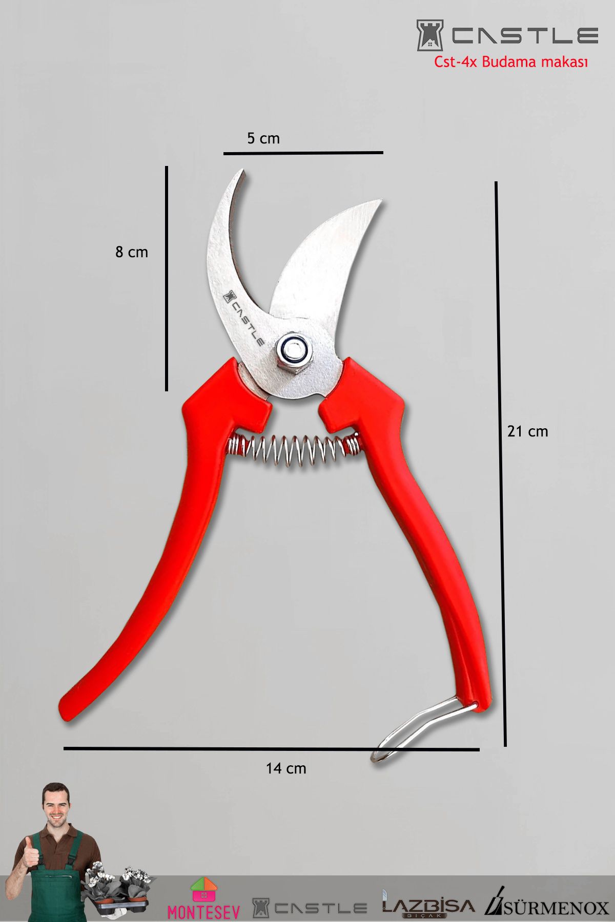 LAZBİSA-Cst-18X Pruning Shears Pruning Saw and Rustic Pocket Knife Blade Garden Set Set of 3 3