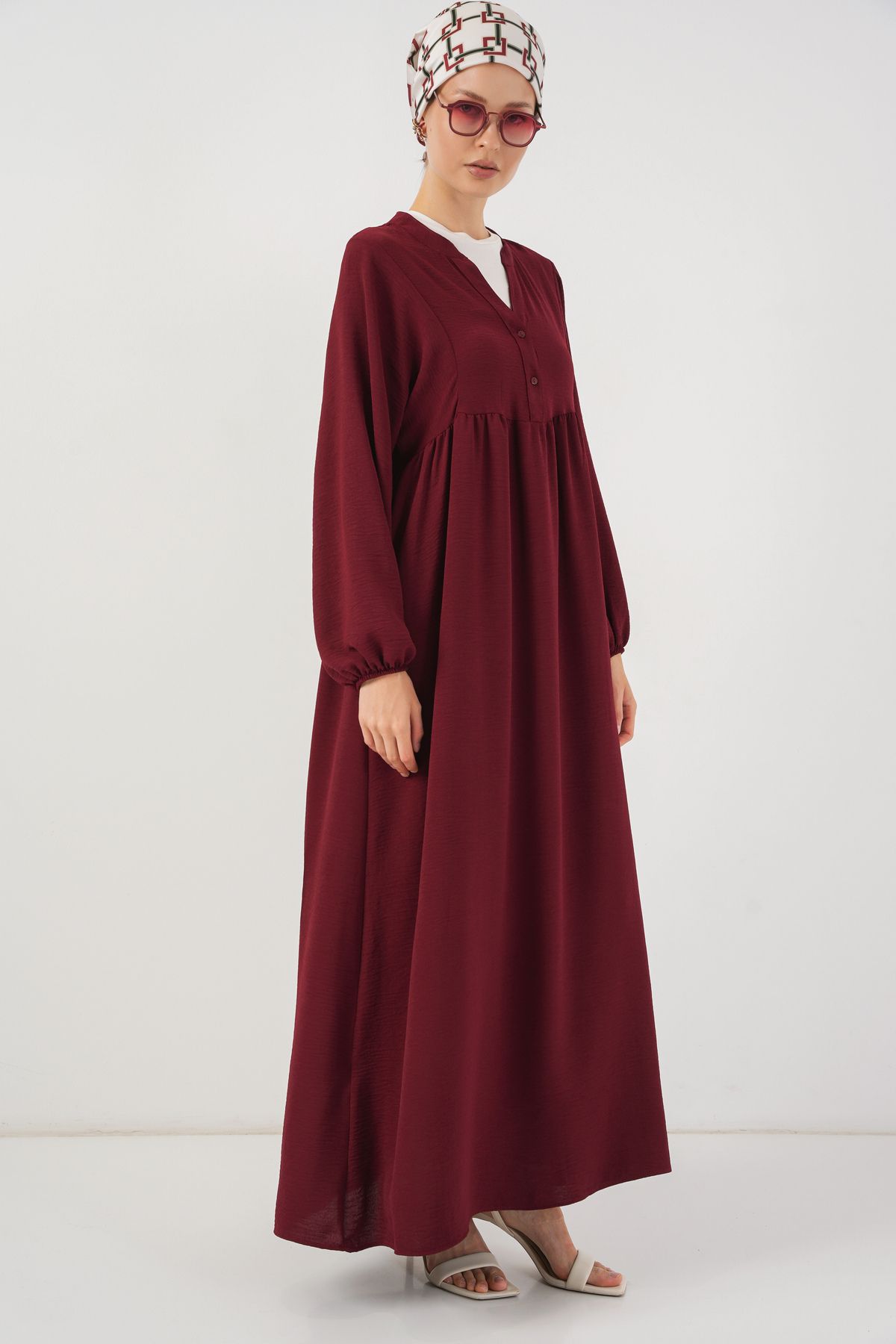 Bigdart-Rochie lungă de damă Hijab 2525 - Roșu Claret 3