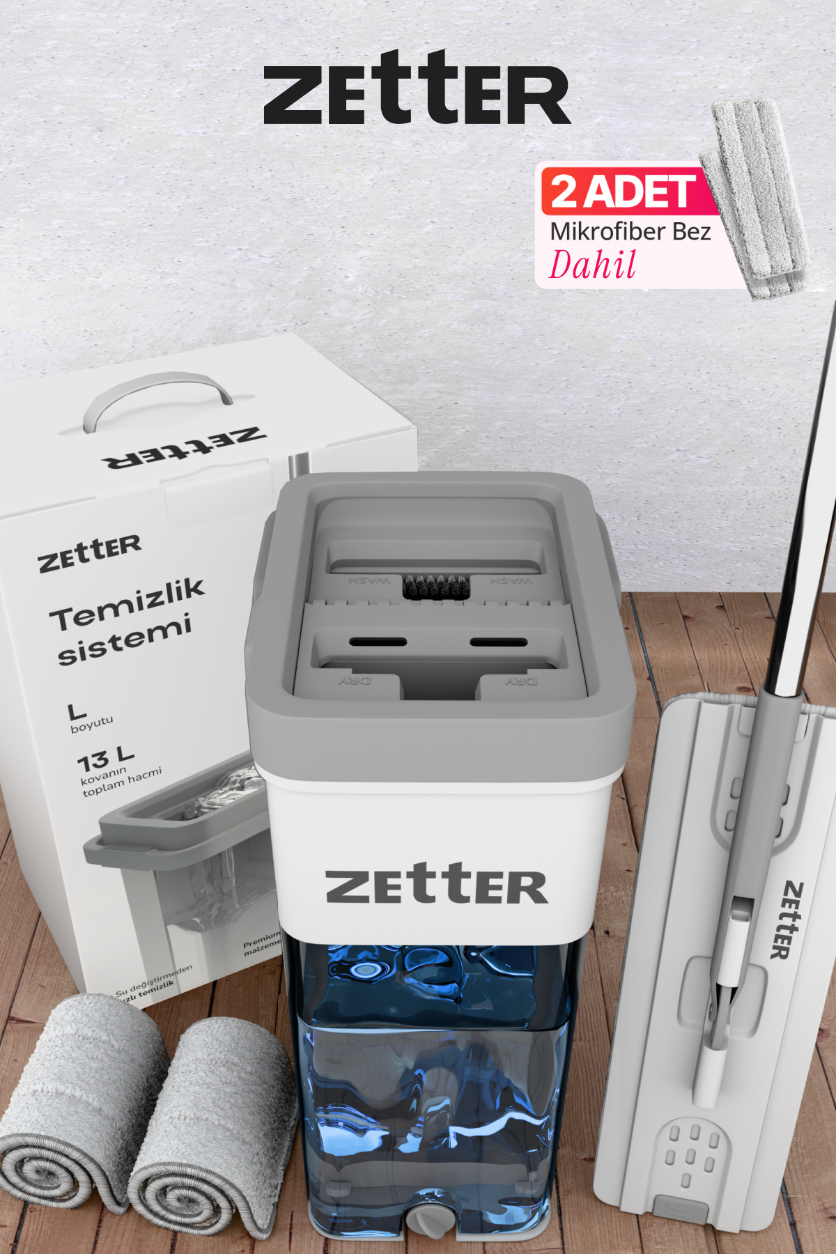 Zetter Paspas ve Mop Temizlik Seti L – Kolay Sıkmalı, Mikrofiber