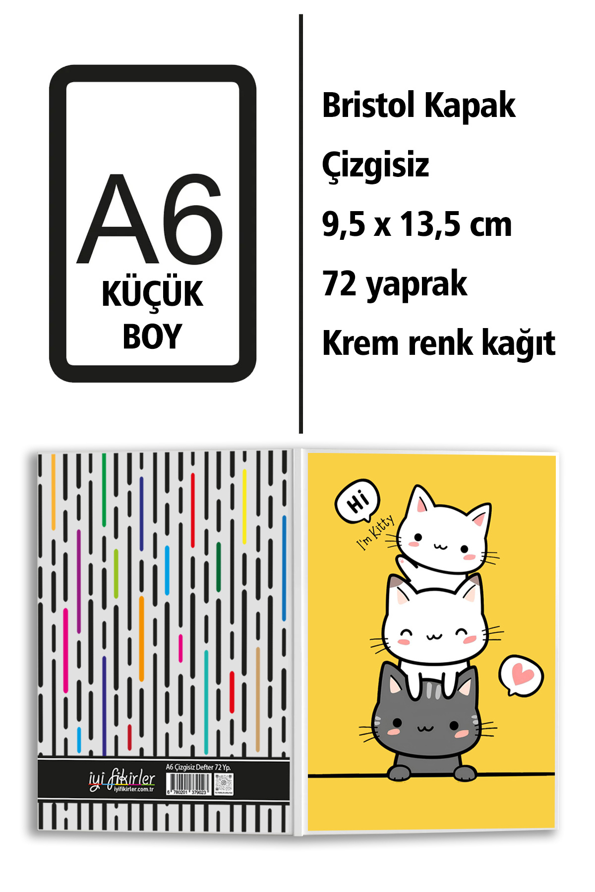 iF Dizayn-Cute Cats Printed A6 Small Size Unlined Notebook 1