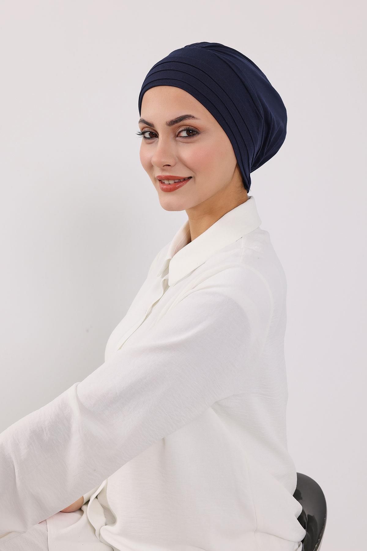 Aisha's Design-Removable Combed Bonnet Turban with Bow Knot on the Back, S-4 4
