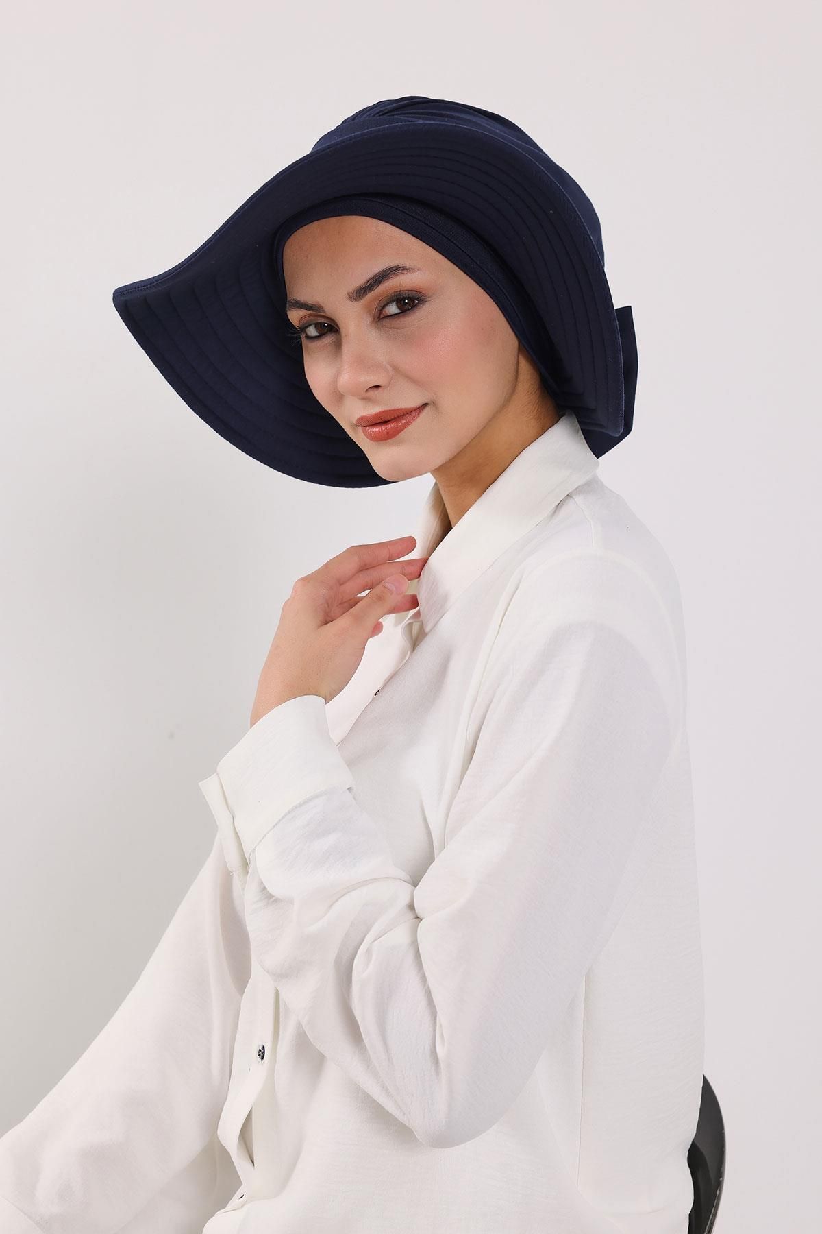 Aisha's Design-Removable Combed Bonnet Turban with Bow Knot on the Back, S-4 7