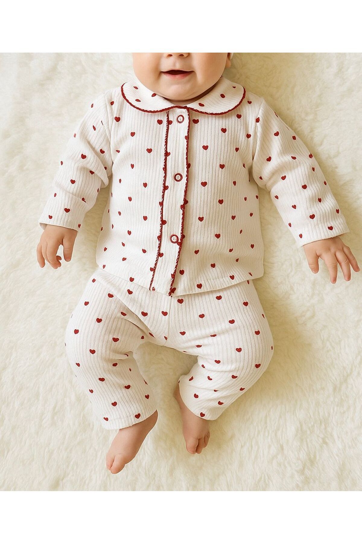 anne dokunuşu gibi KUZUM BEBE Kalp Figürlü Organik Yenidoğan Fitilli Kumaş Kız Erkek Bebek 2’li Hastane Çıkışı Pamuk Takım fotoğrafı 2 (önizleme)