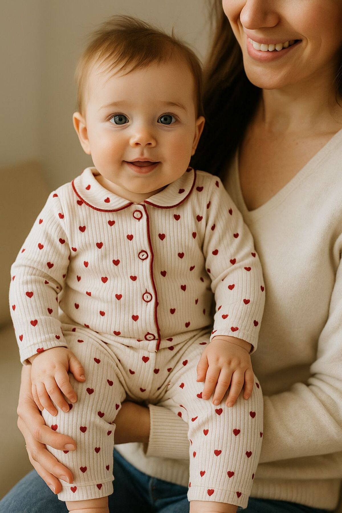 anne dokunuşu gibi KUZUM BEBE Kalp Figürlü Organik Yenidoğan Fitilli Kumaş Kız Erkek Bebek 2’li Hastane Çıkışı Pamuk Takım fotoğrafı 3 (önizleme)