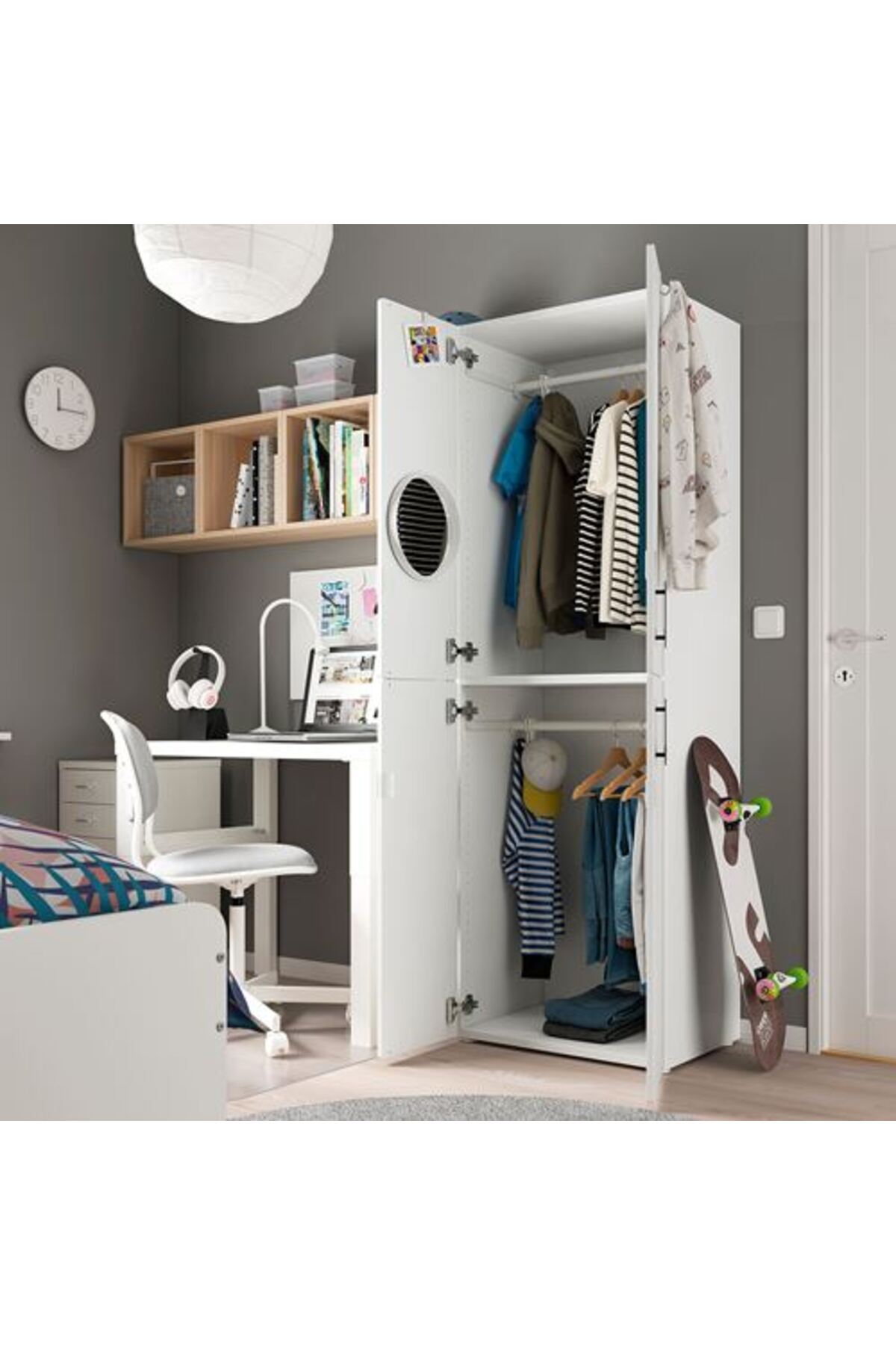 IKEA PLATSA/SMASTAD, çocuk gardırobu, beyaz-huş, 60x42x181 cm fotoğrafı 4 (önizleme)