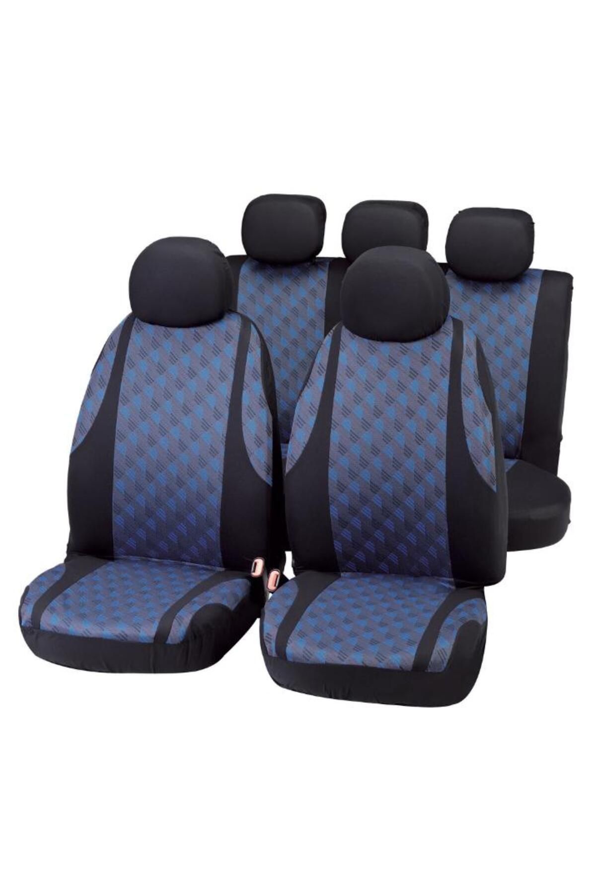 Bottari-Set huse universale pentru scaune auto Jaquard, material textil elastic, negru/albastru, cu 1