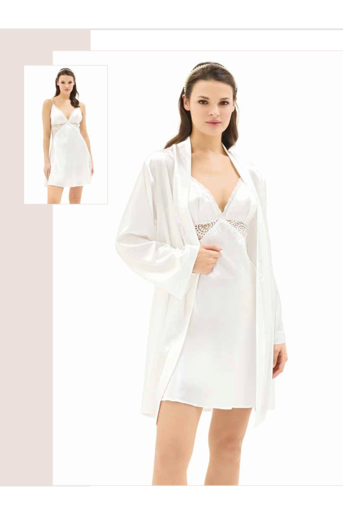 Genel Markalar İç Giyim MOONGİRL Saten Kısa İkili Gecelik Takım