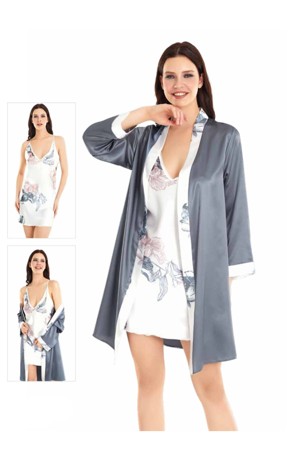 Genel Markalar İç Giyim MOONGİRL Saten Kısa İkili Gecelik Takım