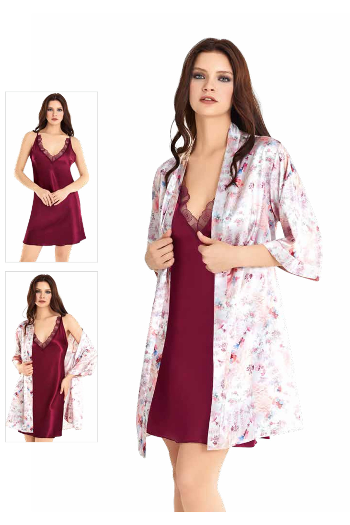 Genel Markalar İç Giyim MOONGİRL Saten Kısa İkili Gecelik Takım