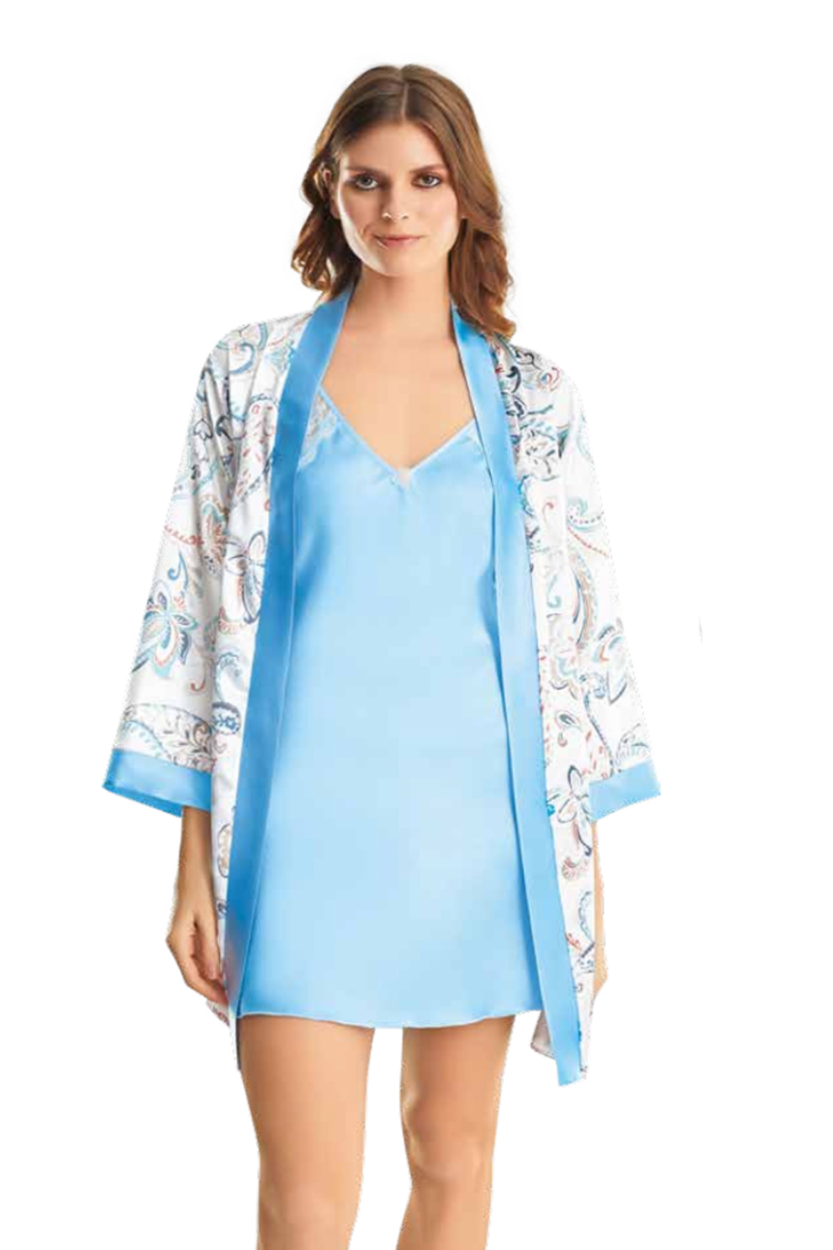 Genel Markalar İç Giyim MOONGİRL Saten Kısa İkili Gecelik Takım