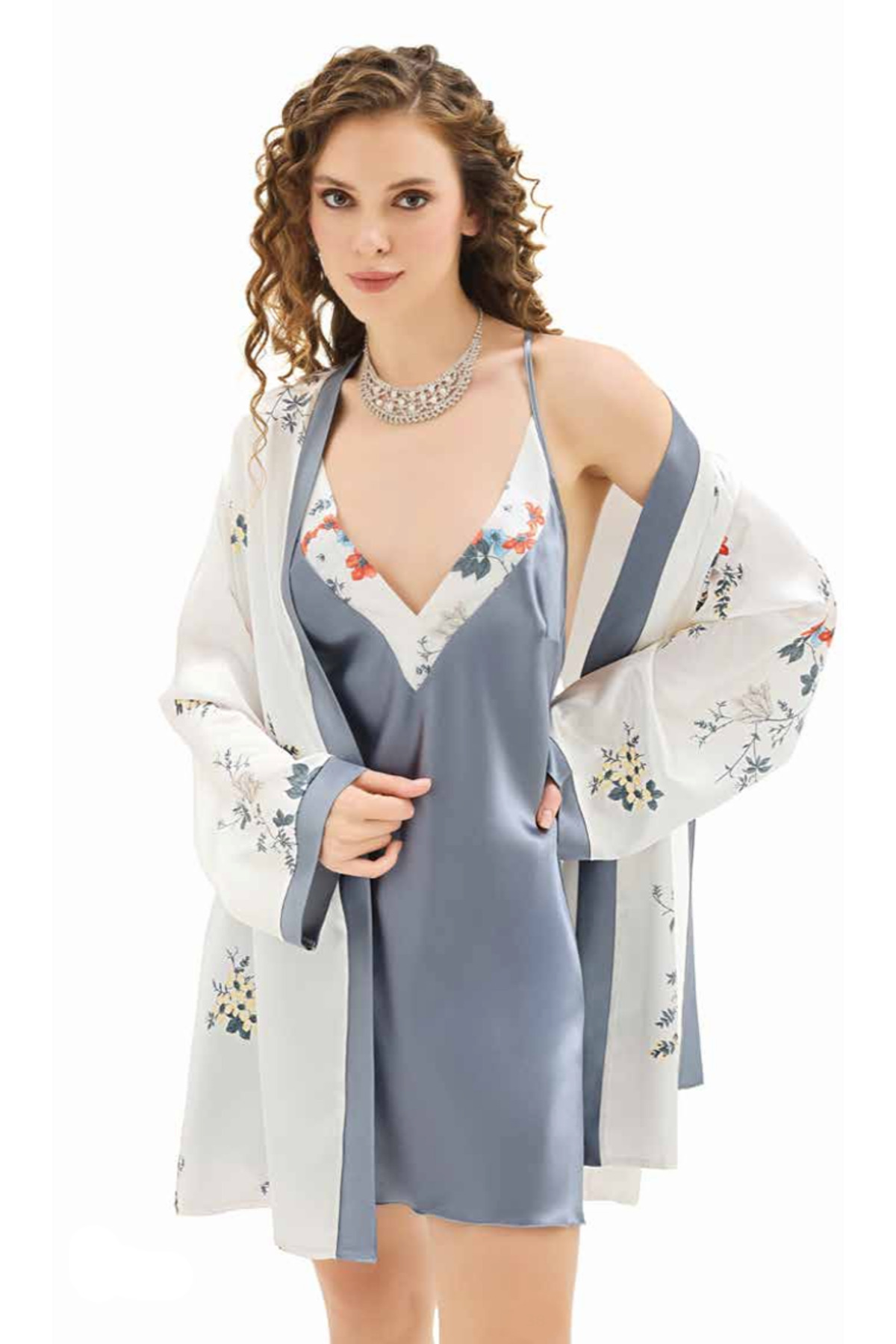 Genel Markalar İç Giyim MOONGİRL Saten Kısa İkili Gecelik Takım