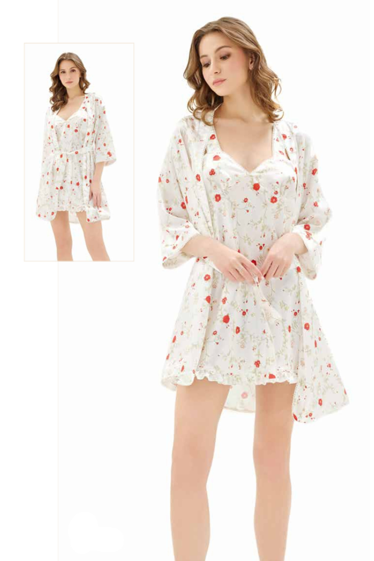 Genel Markalar İç Giyim MOONGİRL Saten Kısa İkili Gecelik Takım