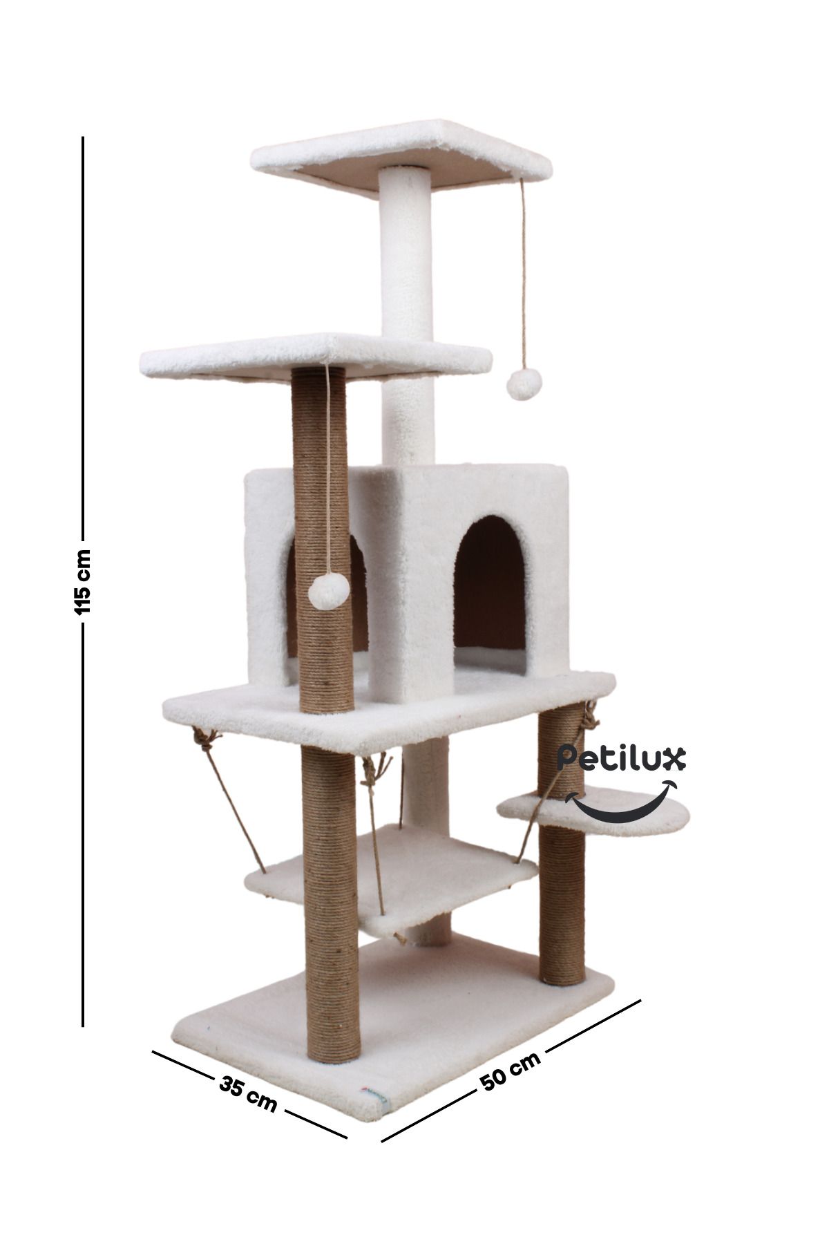 Petilux-Jute Drawstring Welsoft Cat House and Play Platform with Swing Nest 5