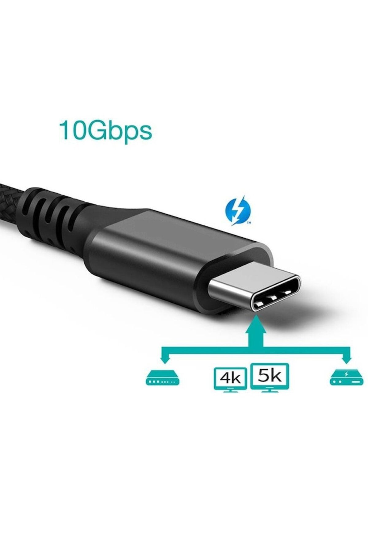 SOHO-Cablu de date cu încărcare super rapidă USB-C la USB-C 3.2 Gen 2, 100W PD, negru 3