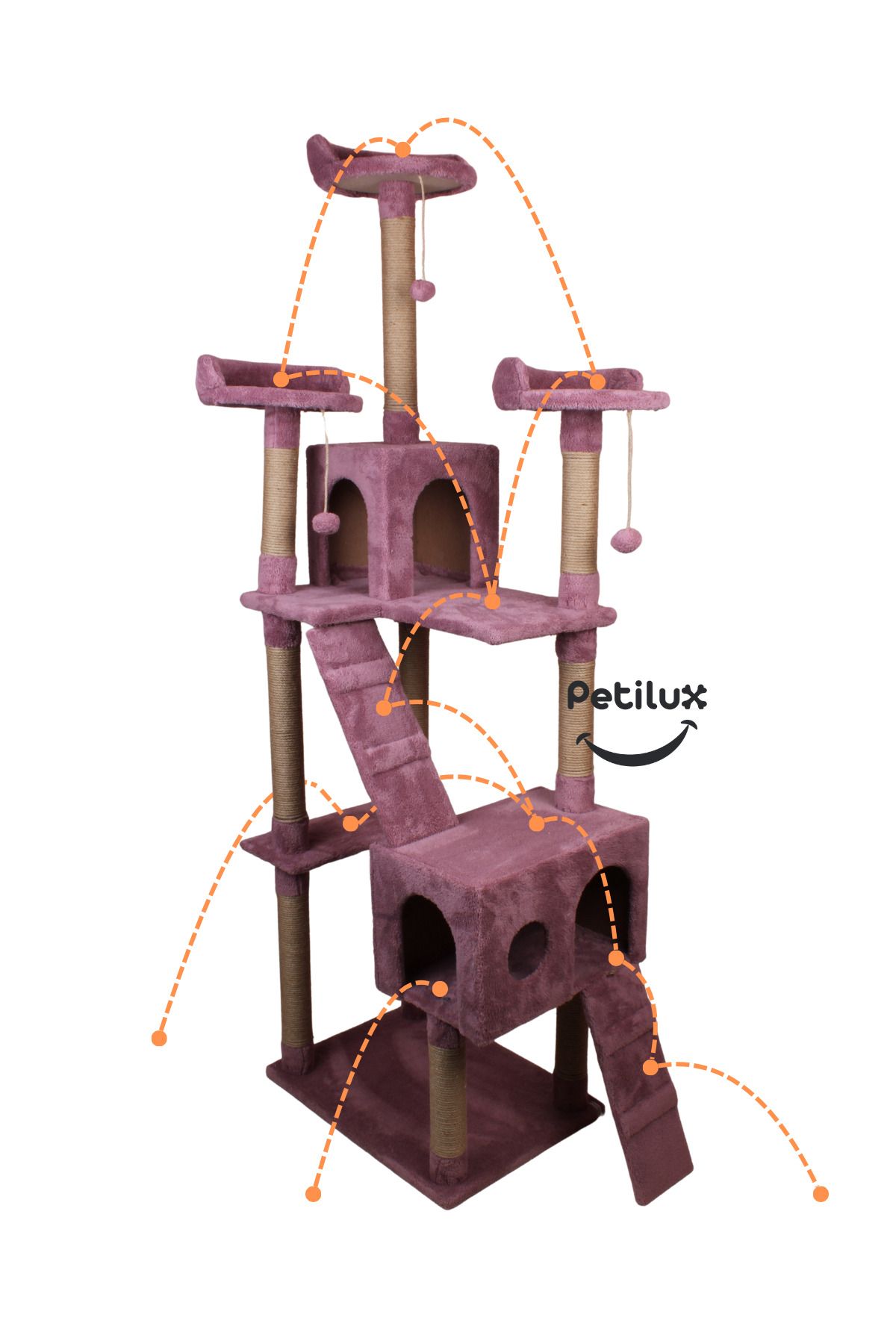 Petilux-New Multi-Storey Cat House with Residence Design Jute Drawstring Scratching Tower and Resting Area 3