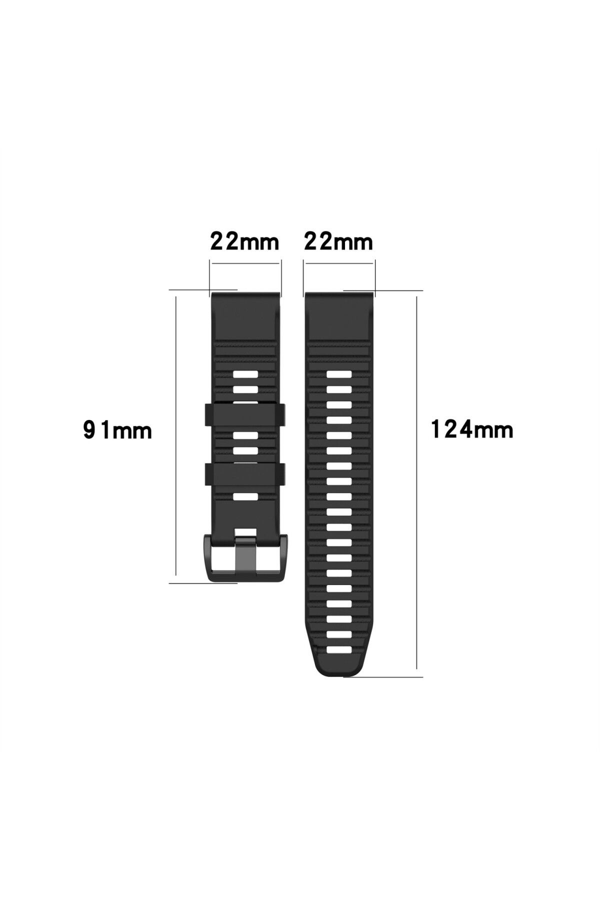 eR D L-Silicone watch strap compatible with Garmin Fenix 6, Fenix 6 Pro, strap width 22 mm, black, eR D L 4