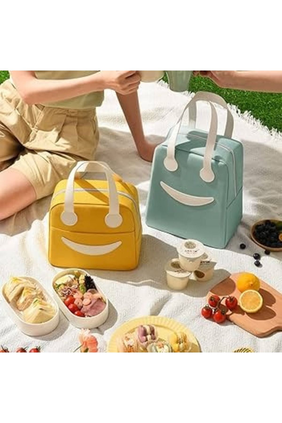 Generic-Women’s & Kids Reusable Smiley Insulated Thermal Lunch Bag – Multiple Colors, Random Selection 2