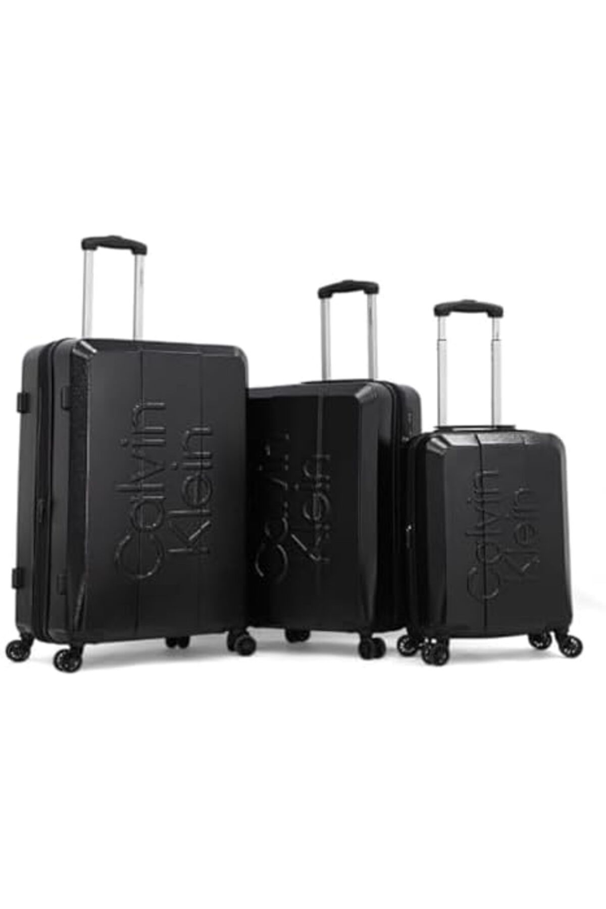 Calvin Klein-Overlay Luggage Lightweight Spinner Suitcase with TSA Lock (Black, Set of 3) 2