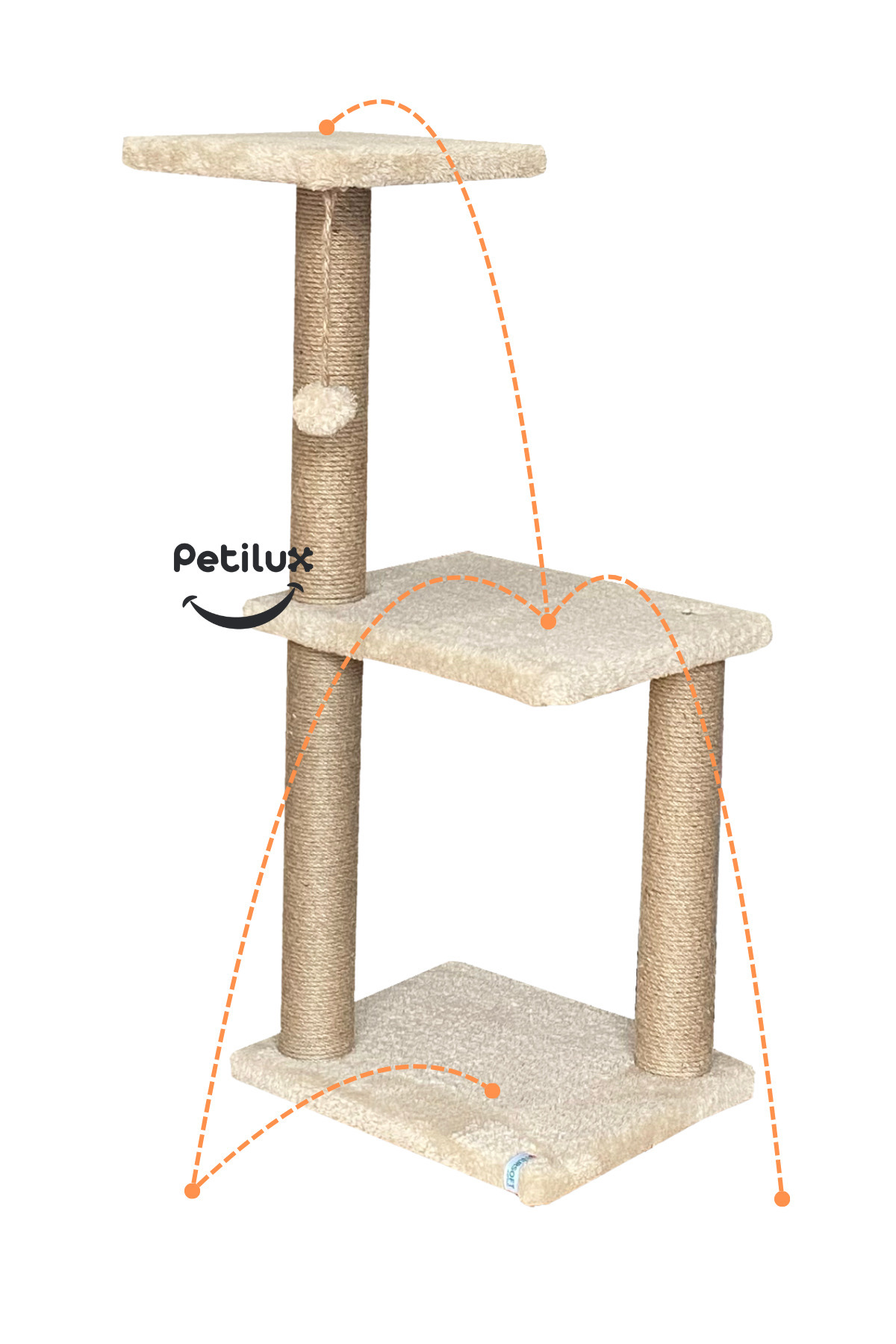 Petilux-Welsoft Fabric Covered Jute Drawstring Cat Scratching Playground 3