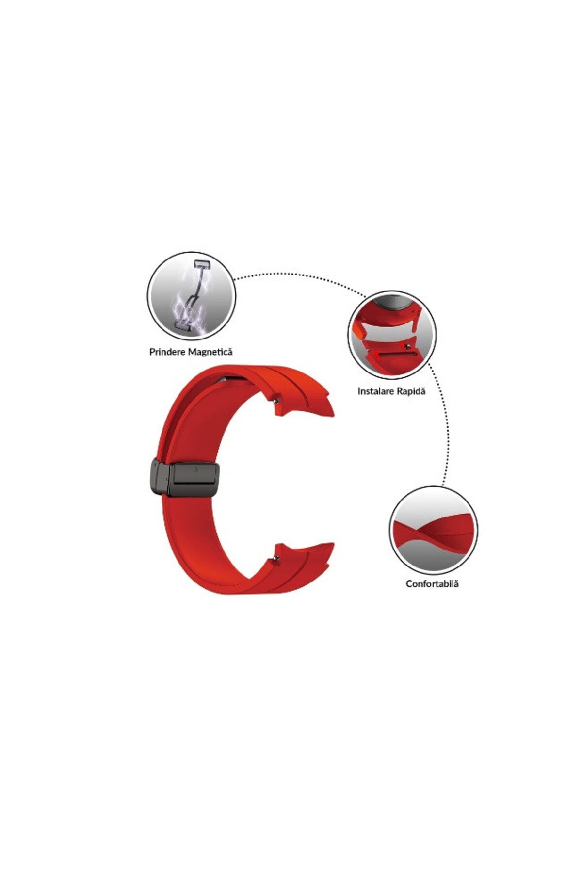 eR D L-Silicone strap compatible with Samsung Galaxy Watch 5, 4, 5 Pro, 4 Classic, red, strap width 20mm 5
