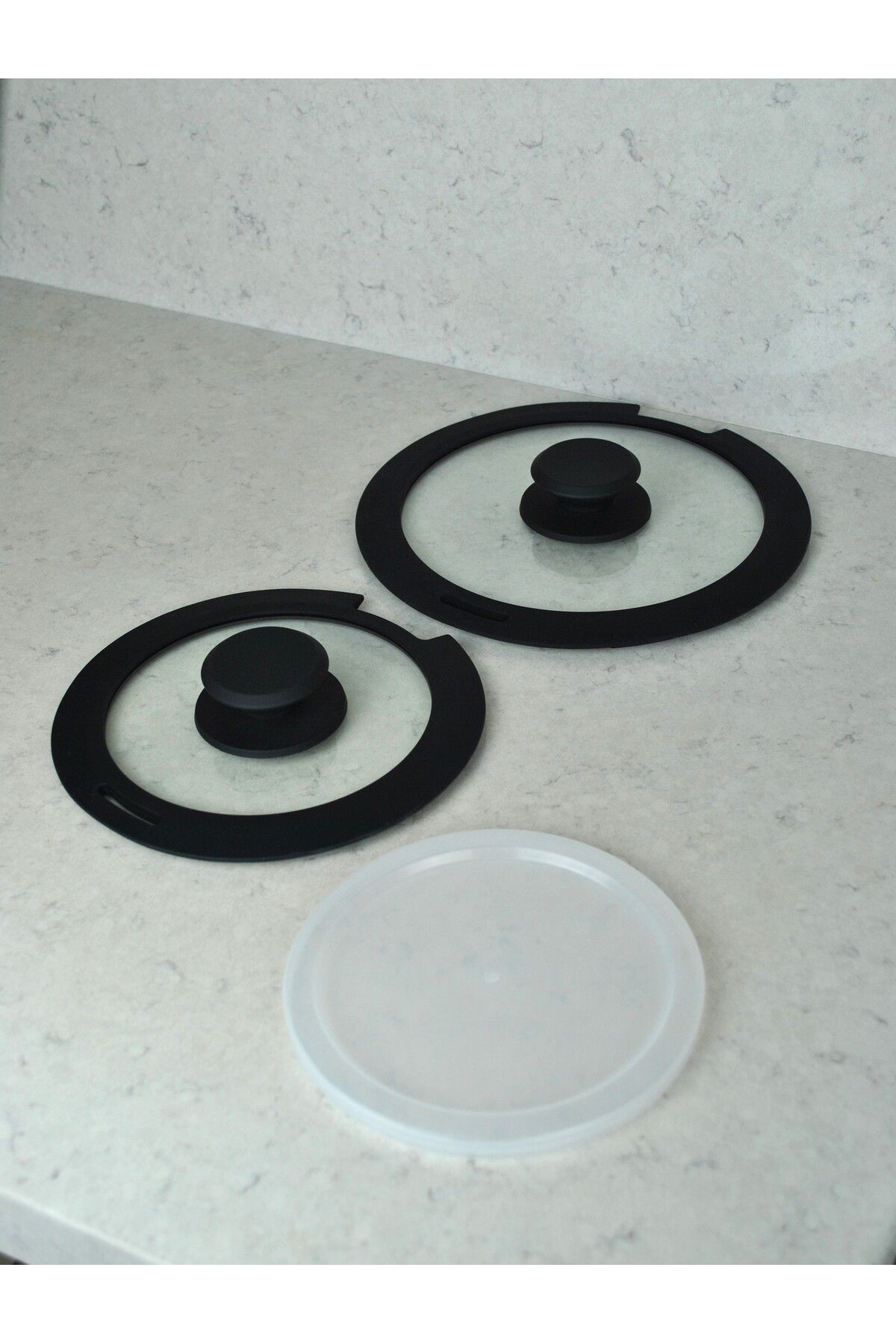 Qualitev-9 Piece Granite Coated Pot and Pan Set with Plug and Remove Handles Nested Cooking Storage Black 7