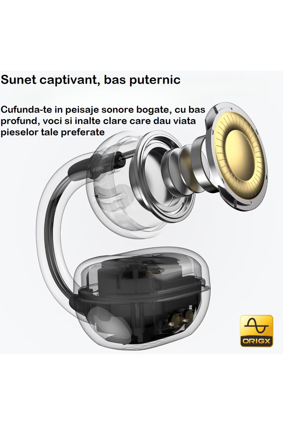 Smart Vibe-TOZO® OpenRhyme - Casti Open Ear Clip, Bluetooth 5.4, Hybrid Adaptive Noise Cancelling, 40 h, Black 2