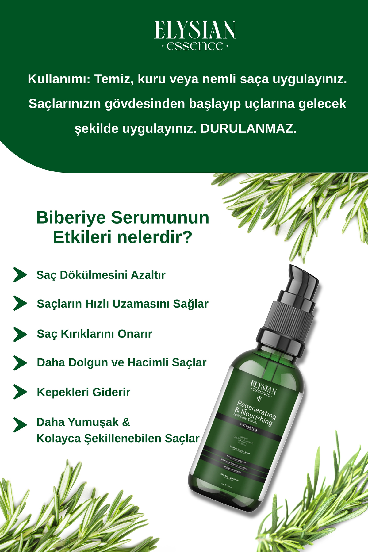 Biberiyeli Saç Serumu Hızlı Uzama Etkili ve Dökülme Karşıtı - Organik Argan Yağı, Vitamin E, Keratin — 4435 — تصویر 4 از 7