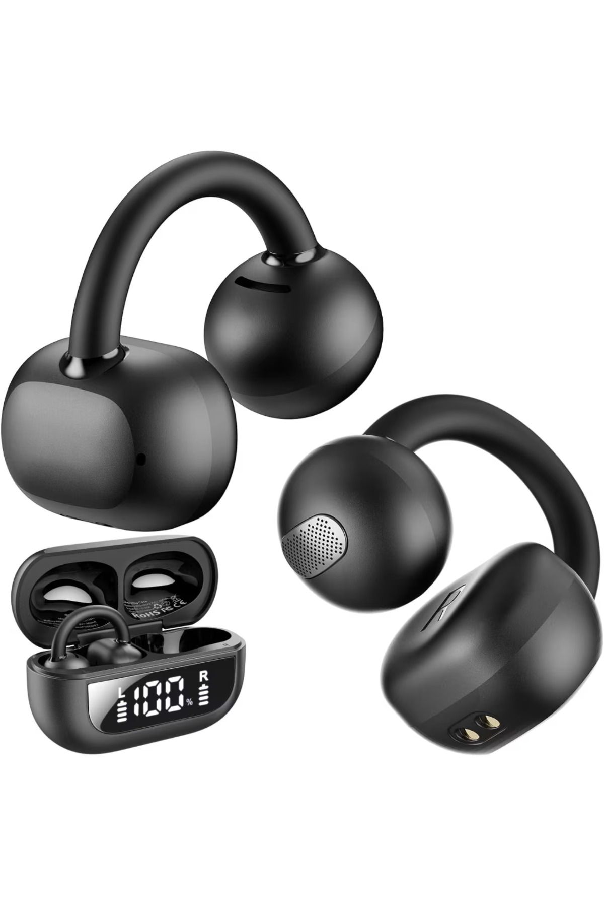 Smart Vibe-TOZO® OpenRhyme - Casti Open Ear Clip, Bluetooth 5.4, Hybrid Adaptive Noise Cancelling, 40 h, Black 1