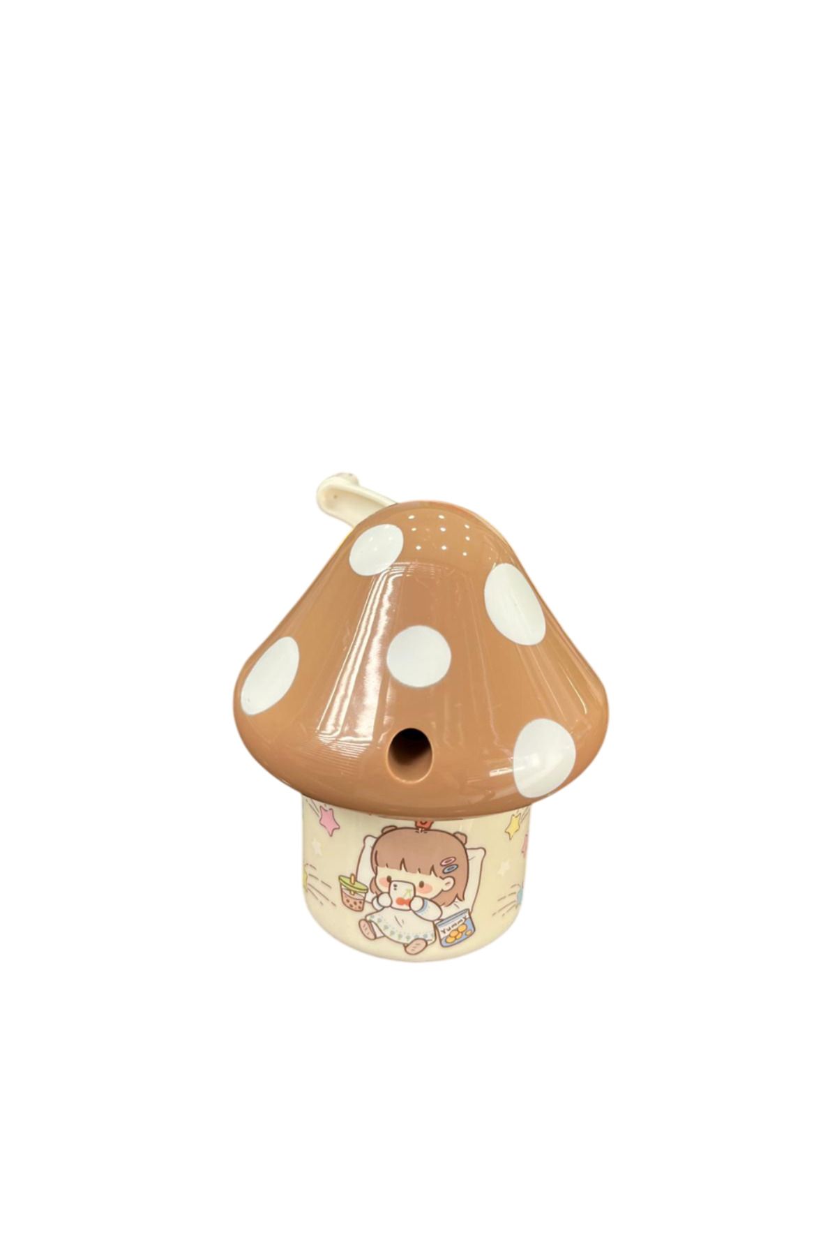 Brons-Mushroom Patterned Table Top Pencil Sharpener with Sleeve 1
