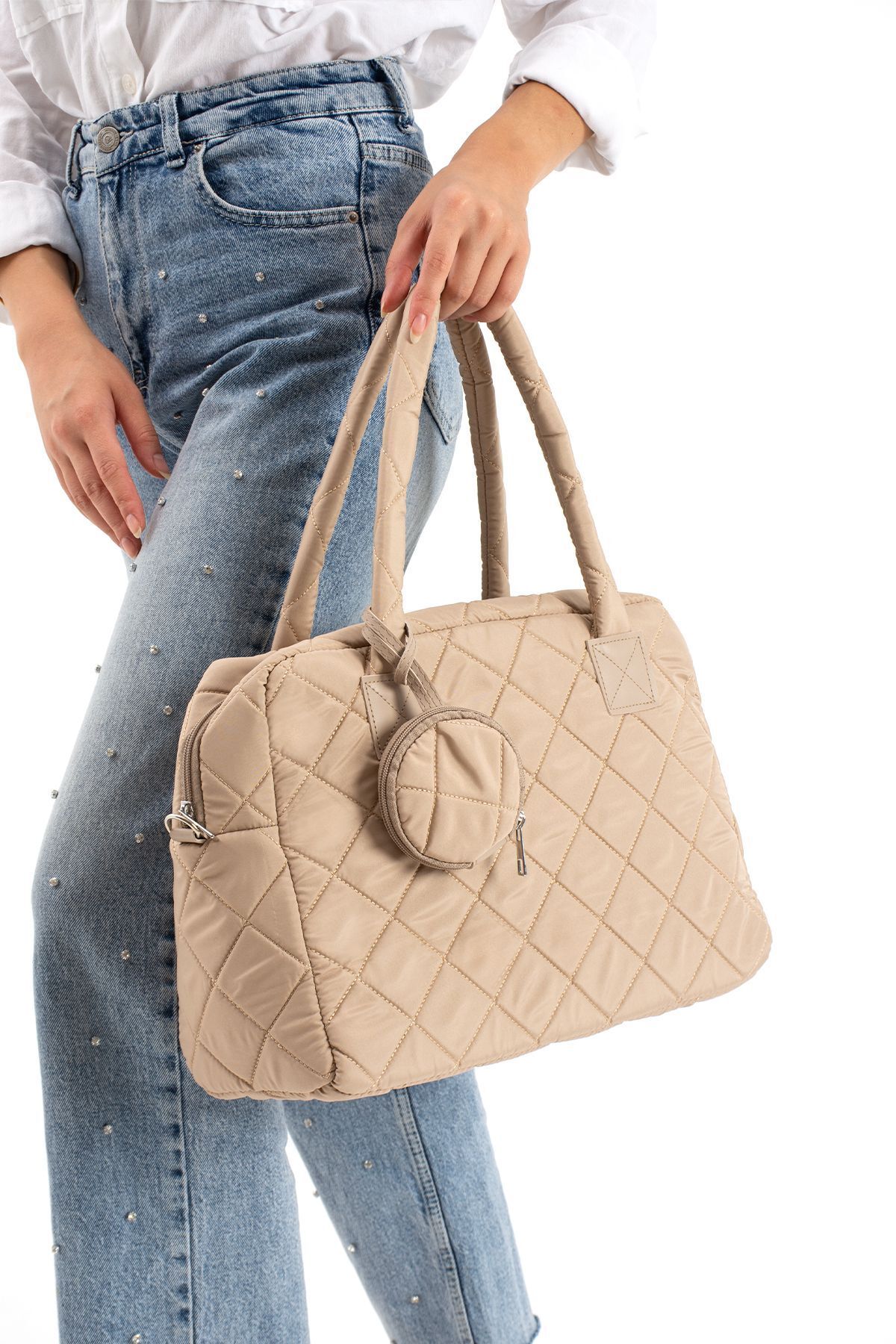 mugalas-Women's Large Size Soft Hand Sleeve and Cross-Use Shoulder Bag Width:45 Length:30 Depth:15 1
