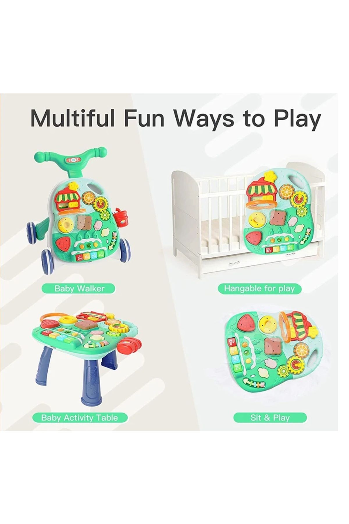 Kikka Boo-2in1 toddler walker convertible into activity table with musical panel KikkaBoo Candy Party Min 6