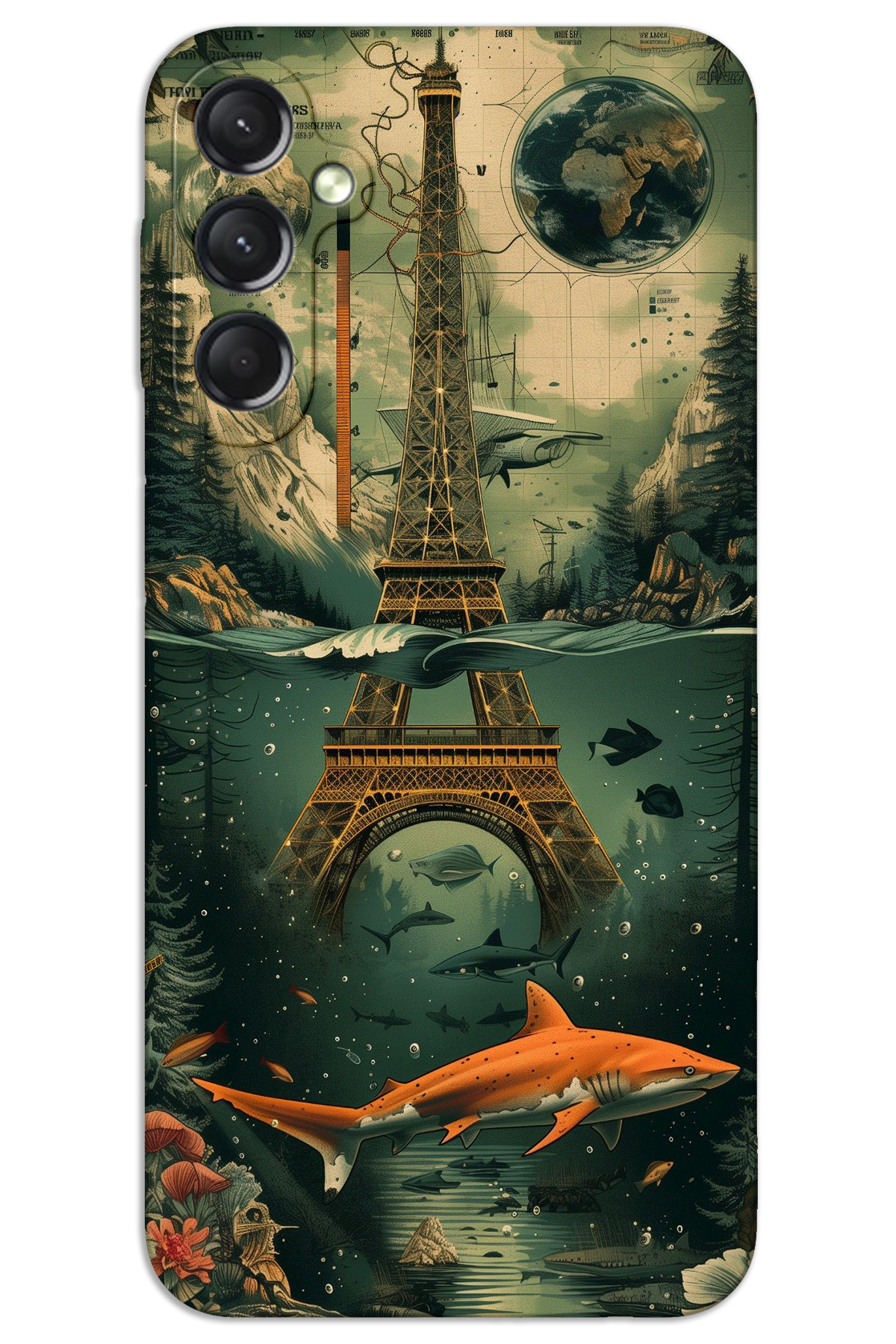 MRCİLETİSİM-Samsung Galaxy A14 Case Hd Pattern Printed Back Cover - Art Eiffel Tower 1