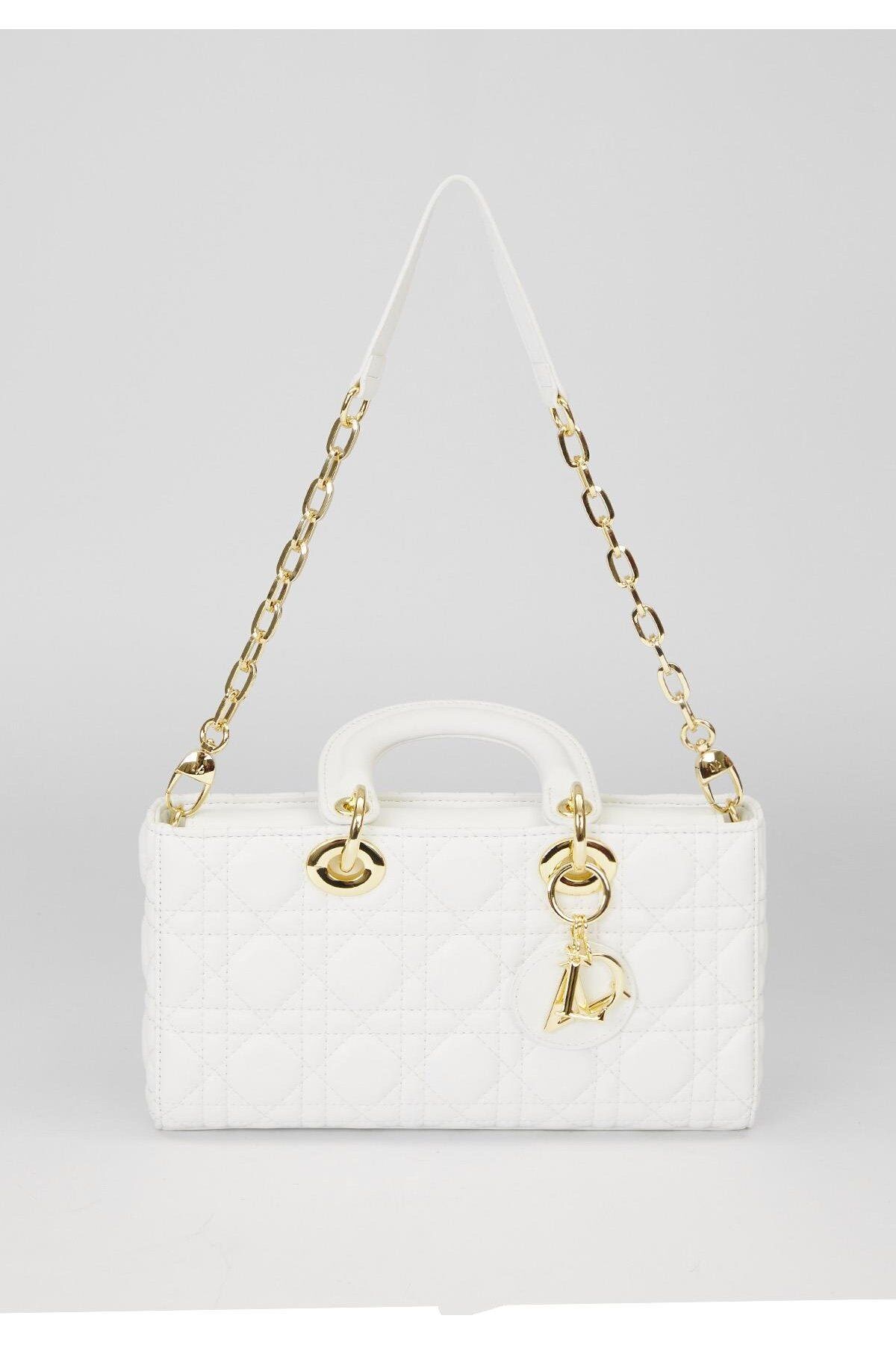 Levidor-White Rectangular Model Handbag with Accessories 1