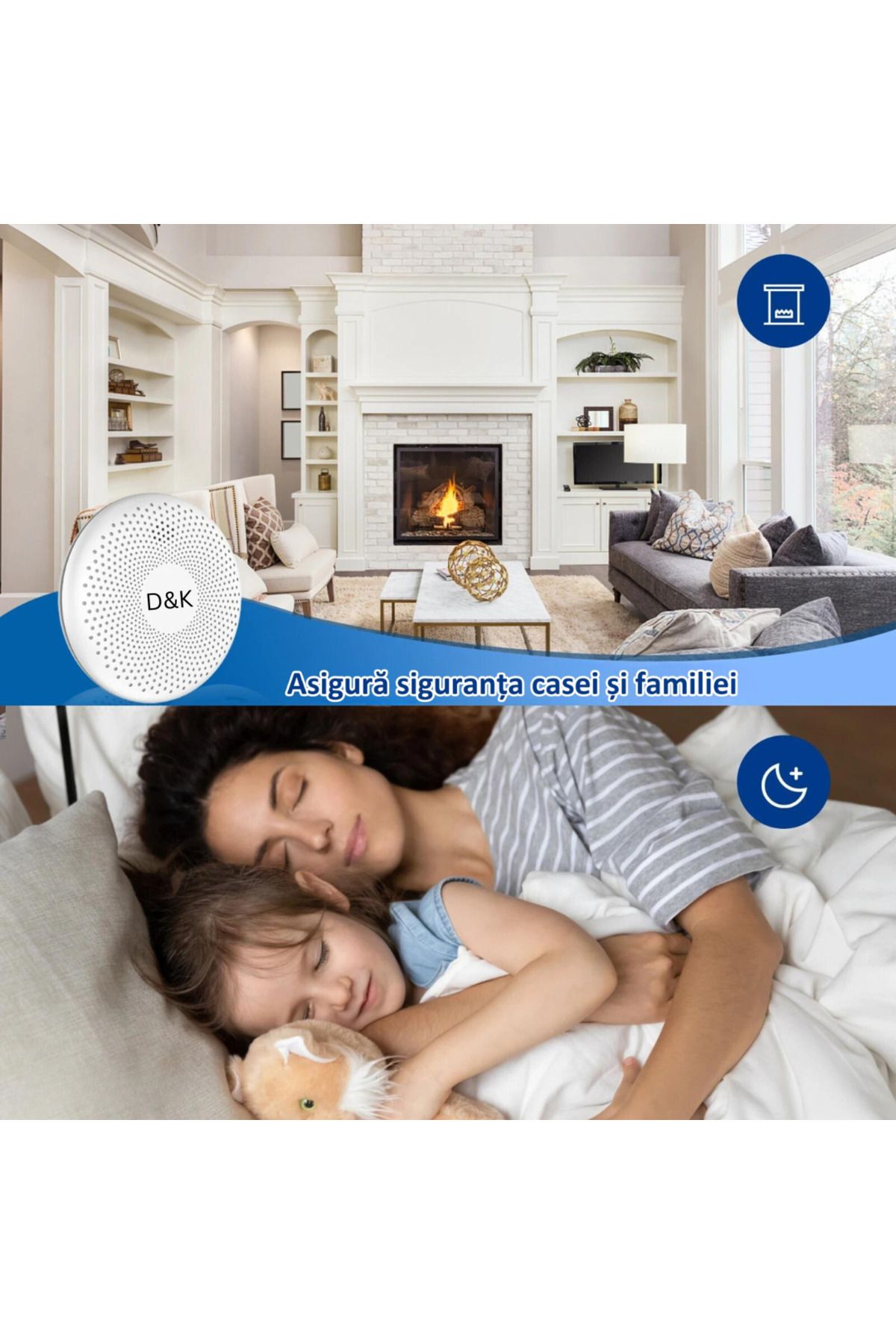 D&K WONDER-Smart 2in1 Smoke & Carbon Monoxide Detector WiFi, Smart Life/Tuya, 85dB Alarm, 10 Year Battery 10