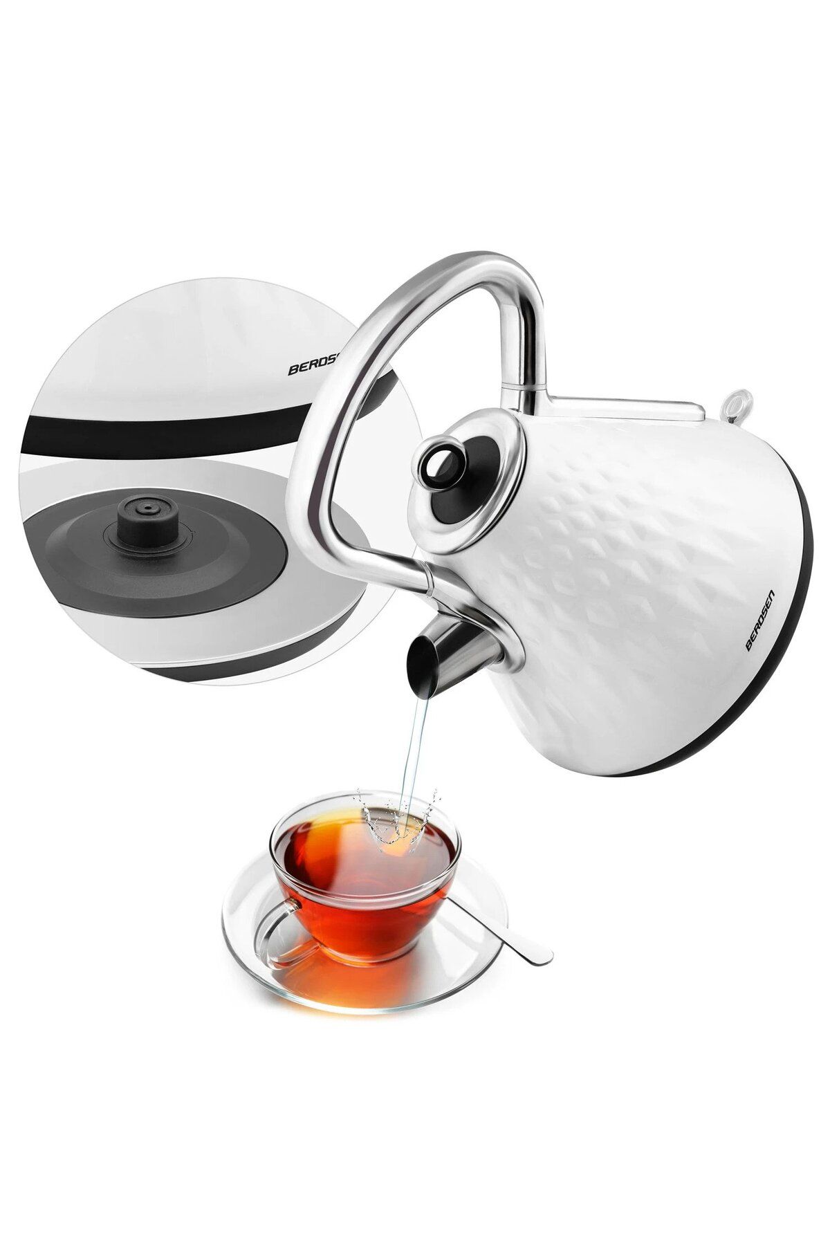 Berdsen-Kettle with 360 degree rotating base, illuminated switch, 29 cm x 23 cm, white 4