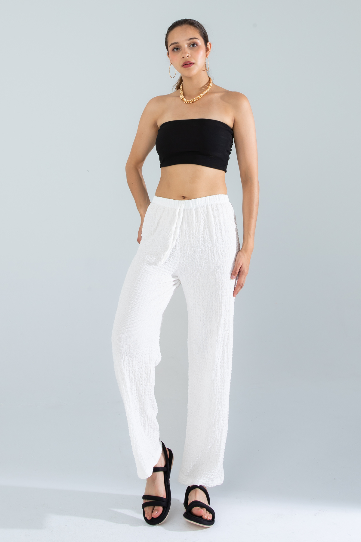Women's White Zeppelin Fabric Pants
