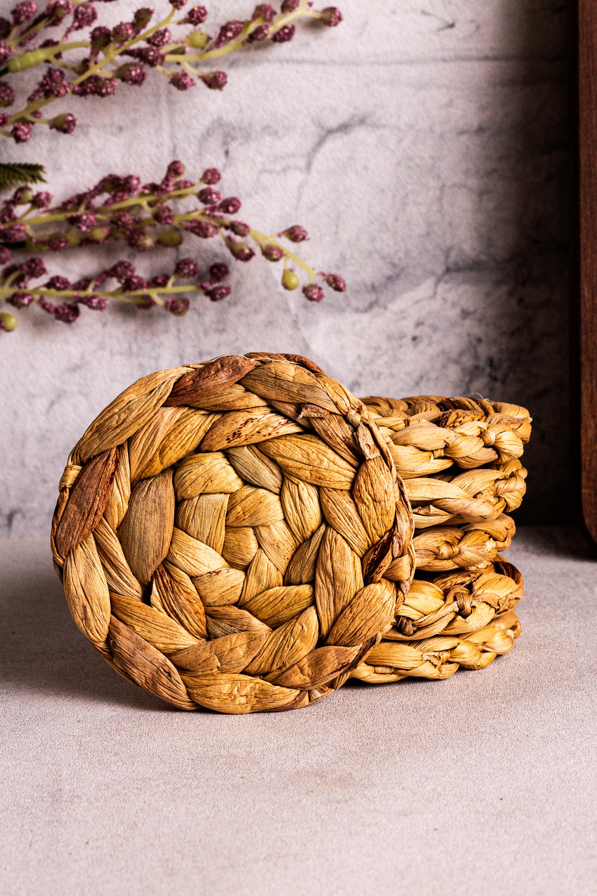Snippy-Nice - Set of 6 Straw Round Coasters 8 cm 8