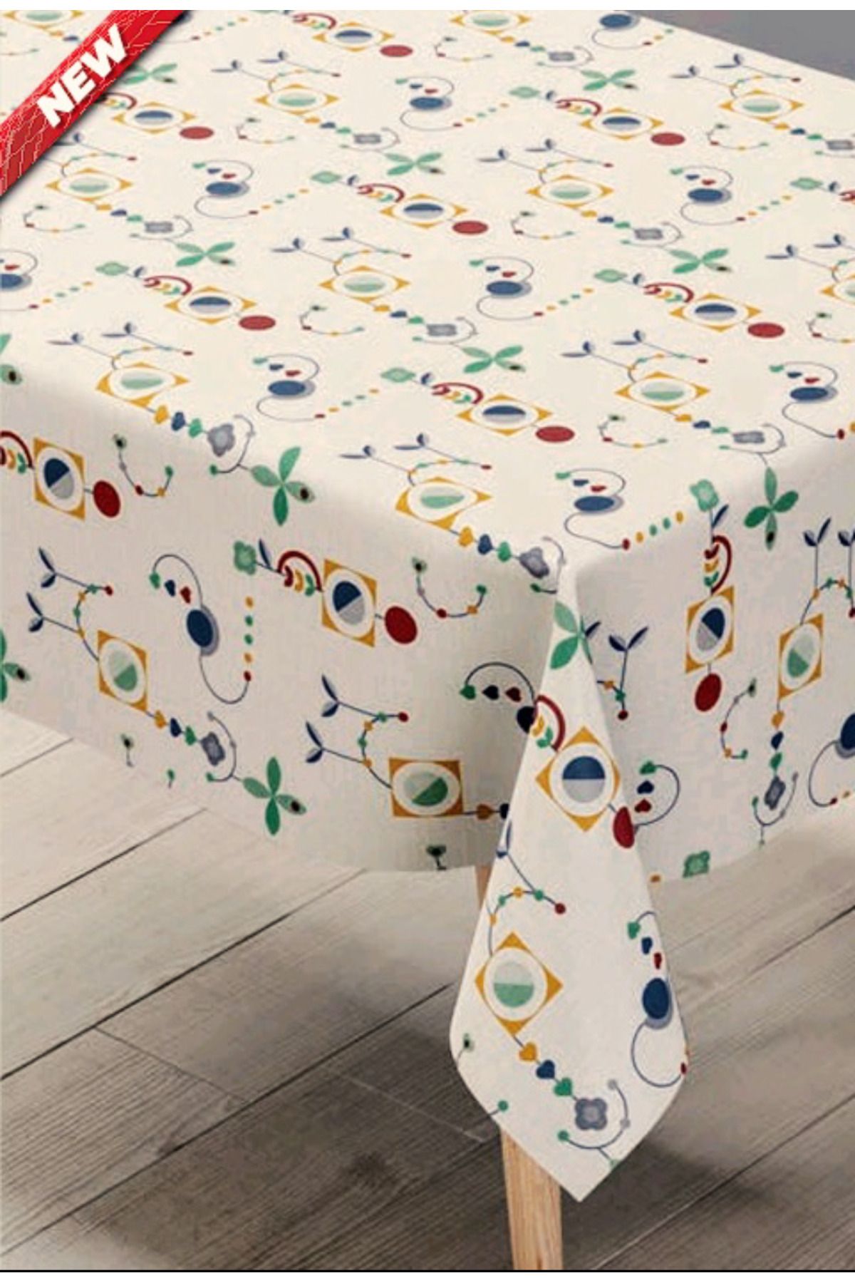 Blue Home-Table Cloth Fiber Lined Pvc Non-Slip Stain Resistant Erasable Mirella Pattern Color No: 211 a 1