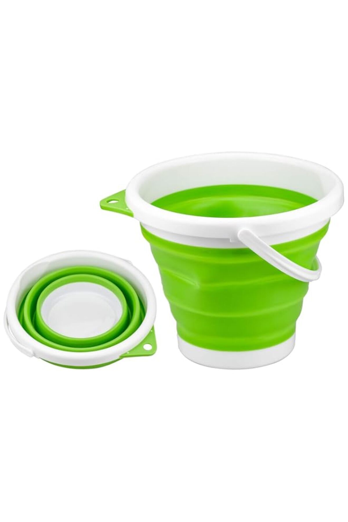 Generic-5L Green Collapsible beach bucket Silicone Collapsible bucket with Comfortable Grip Handle Portable 1