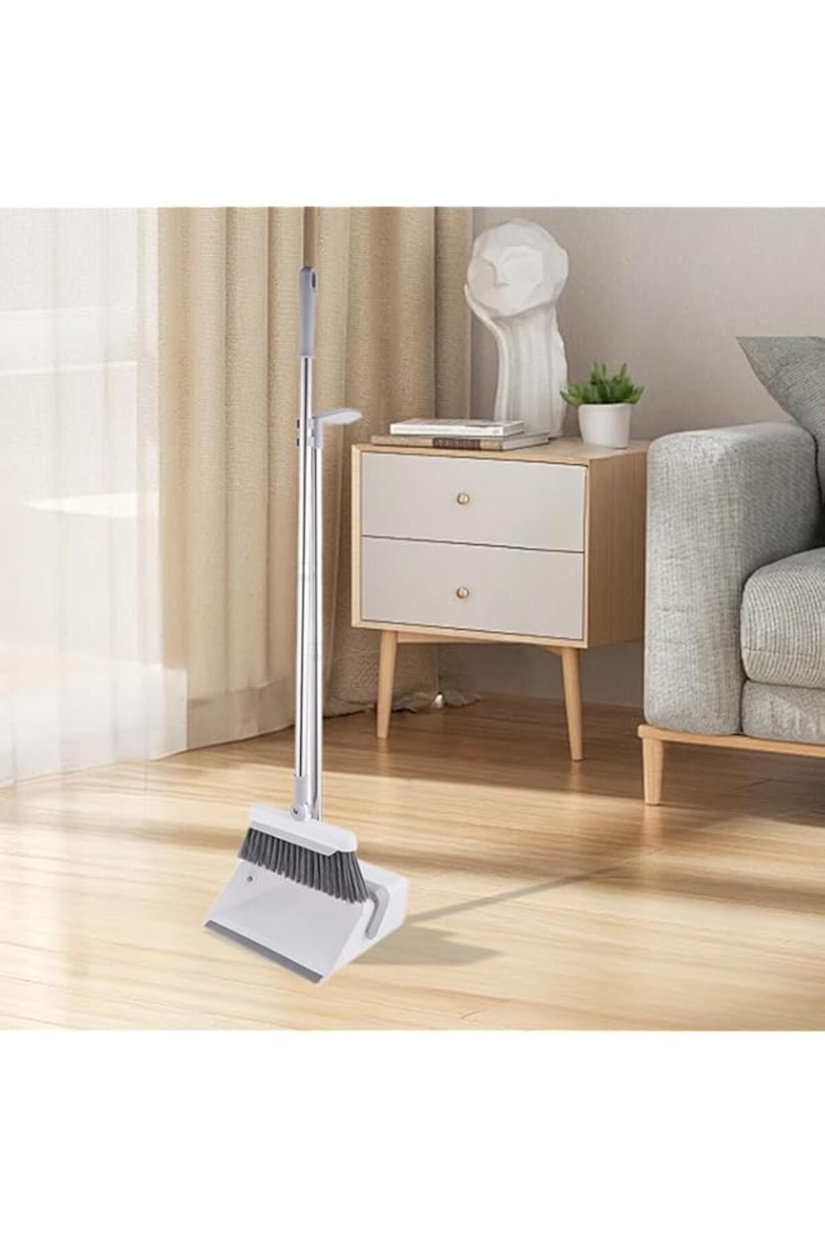 Generic-ZERIFAM Broom And Dustpan Set - Standing Broom Set, 180 Degree Rotating Broom With Dustpan Combo Se 1