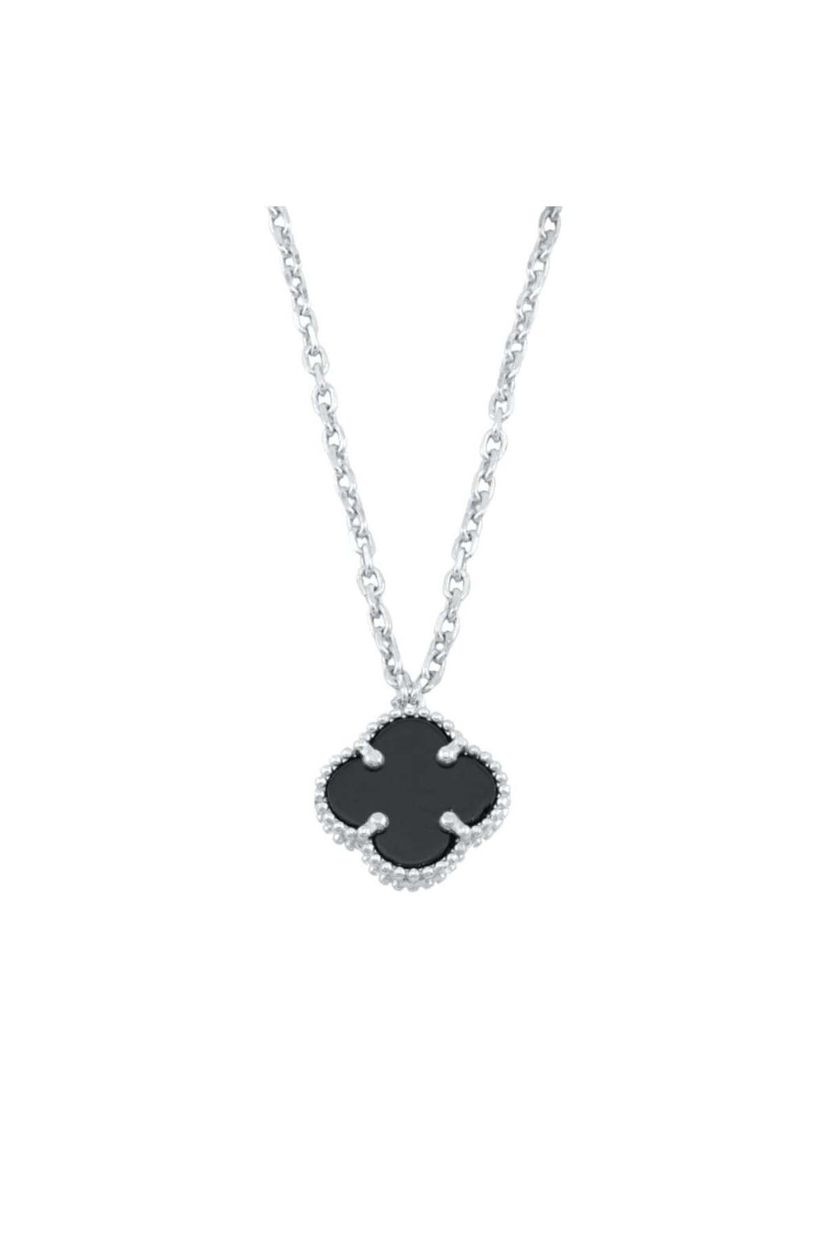 Bijuteria SORELLY-Lant Argint Floare cu Onix 1 cm 5
