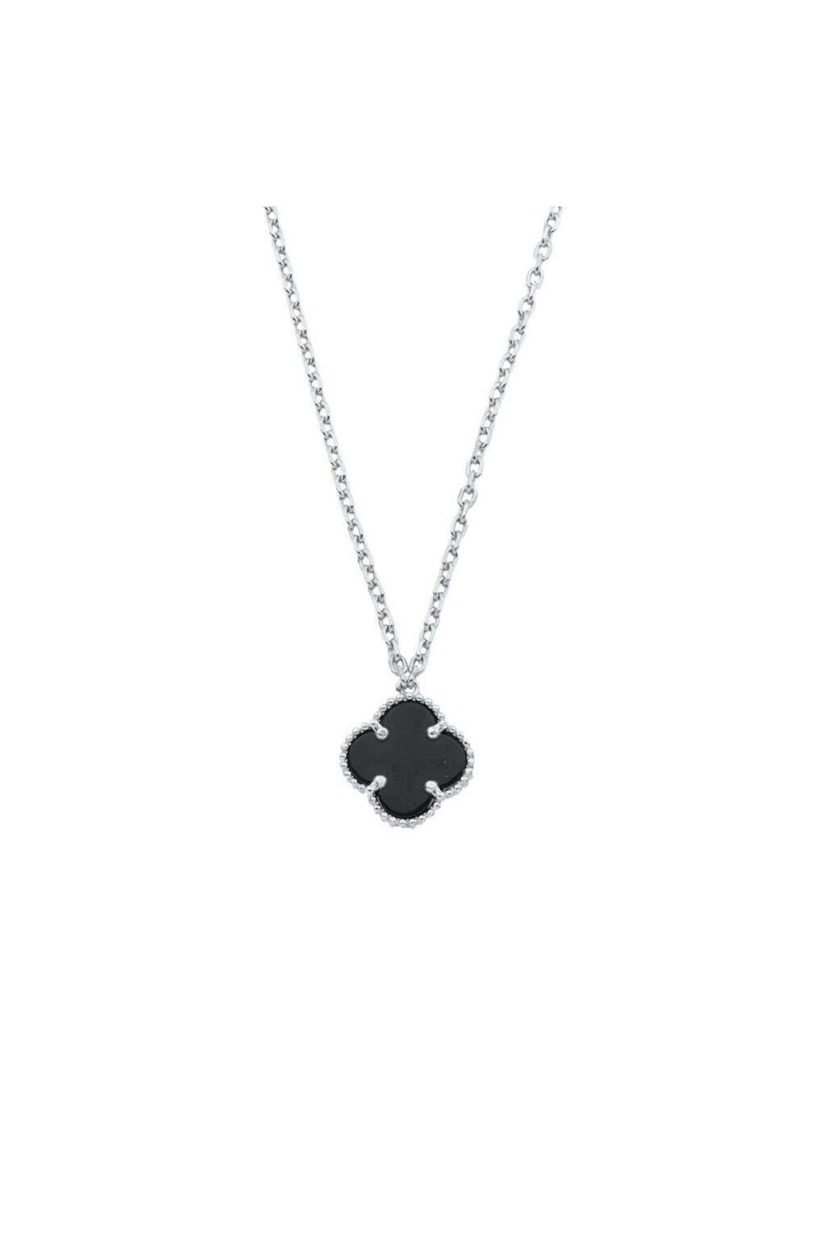 Bijuteria SORELLY-Lant Argint Floare cu Onix 1 cm 3