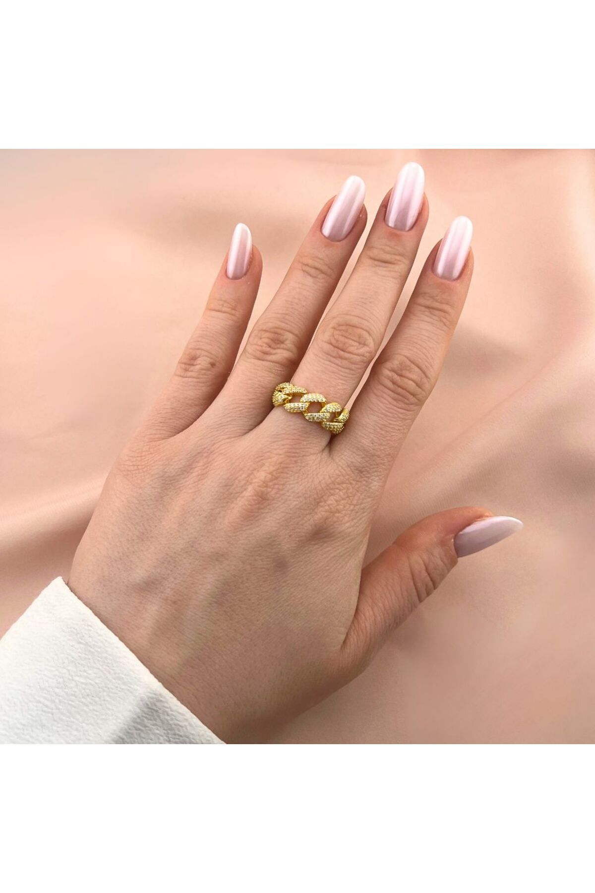 Bijuteria SORELLY-Silver Ring with Gold Plated Cuban Link Mobile 22 3
