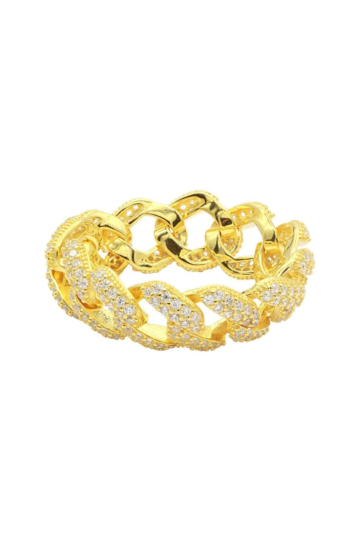 Bijuteria SORELLY-Silver Ring with Gold Plated Cuban Link Mobile 22 1