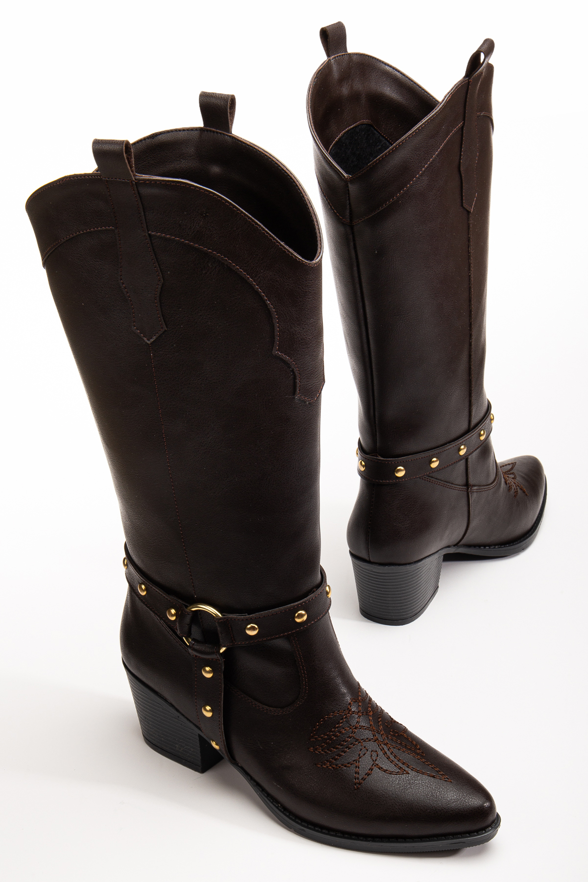 MS SUGAR SHOES  Kadın Trok detaylı Nakışlı Western Cowgirl Kovboy Çizme - Görsel 5